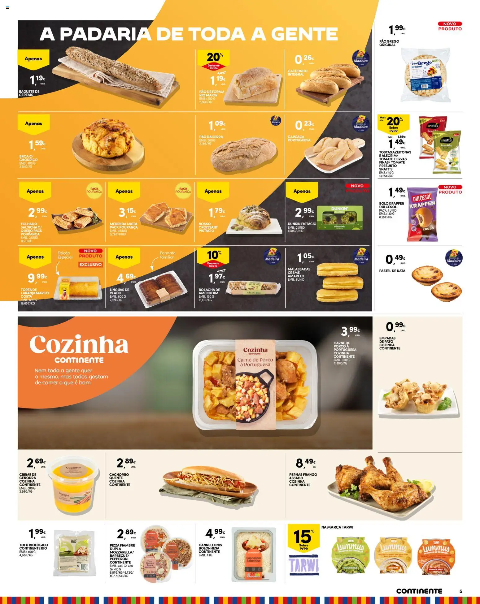 Continente - Madeira Folheto Semanal │ válido de 24.02.2026 | Página: 5 | Produtos: Pão, Presunto, Nata, Cenoura
