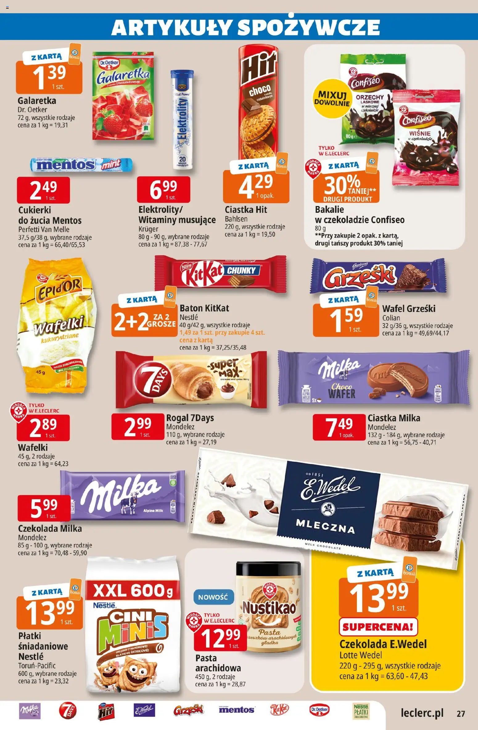E.Leclerc gazetka - Kłodzko od 21.04.2026 | Strona: 27 | Produkty: Galaretka, Milka, Orzechy laskowe, Czekolada
