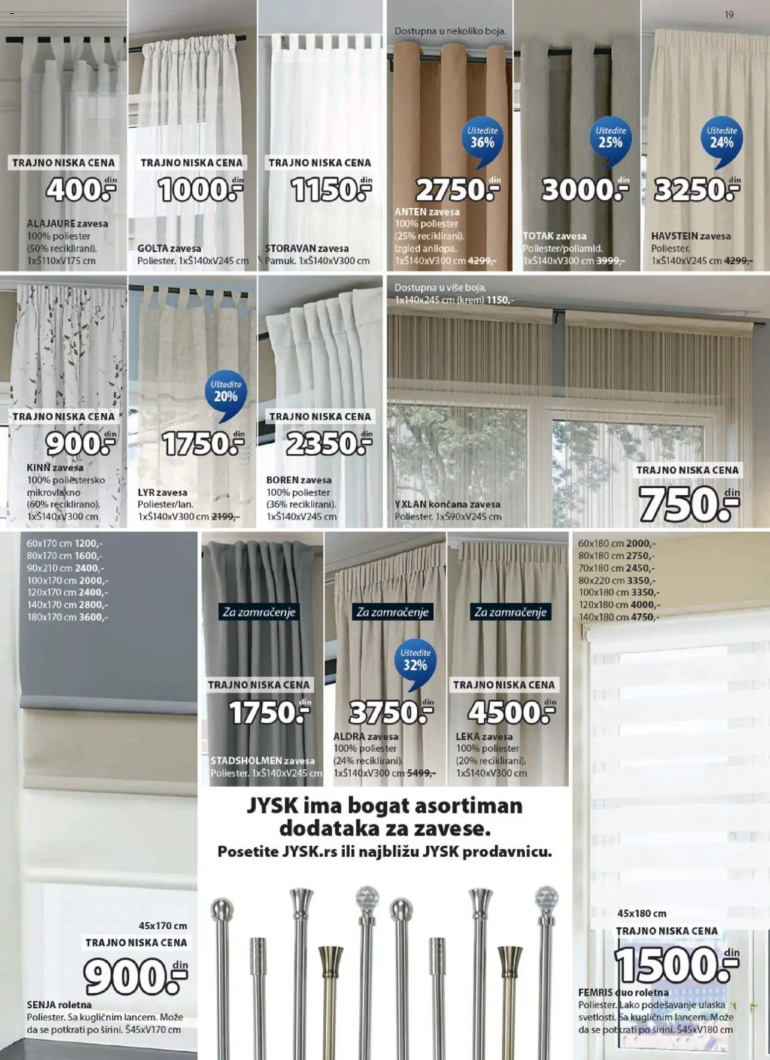 Jysk katalog - važi od 11.03.2026 | Strana: 19 | Proizvode: Roletna, Zavesa