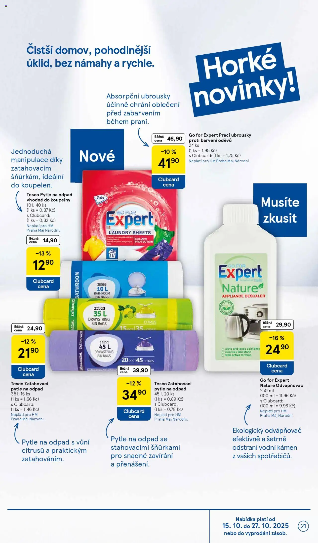 Tesco leták - Hypermarket od 15.10.2025 | Strana: 21 | Produkty: Ubrousky, Pytle na odpad, Oblečení
