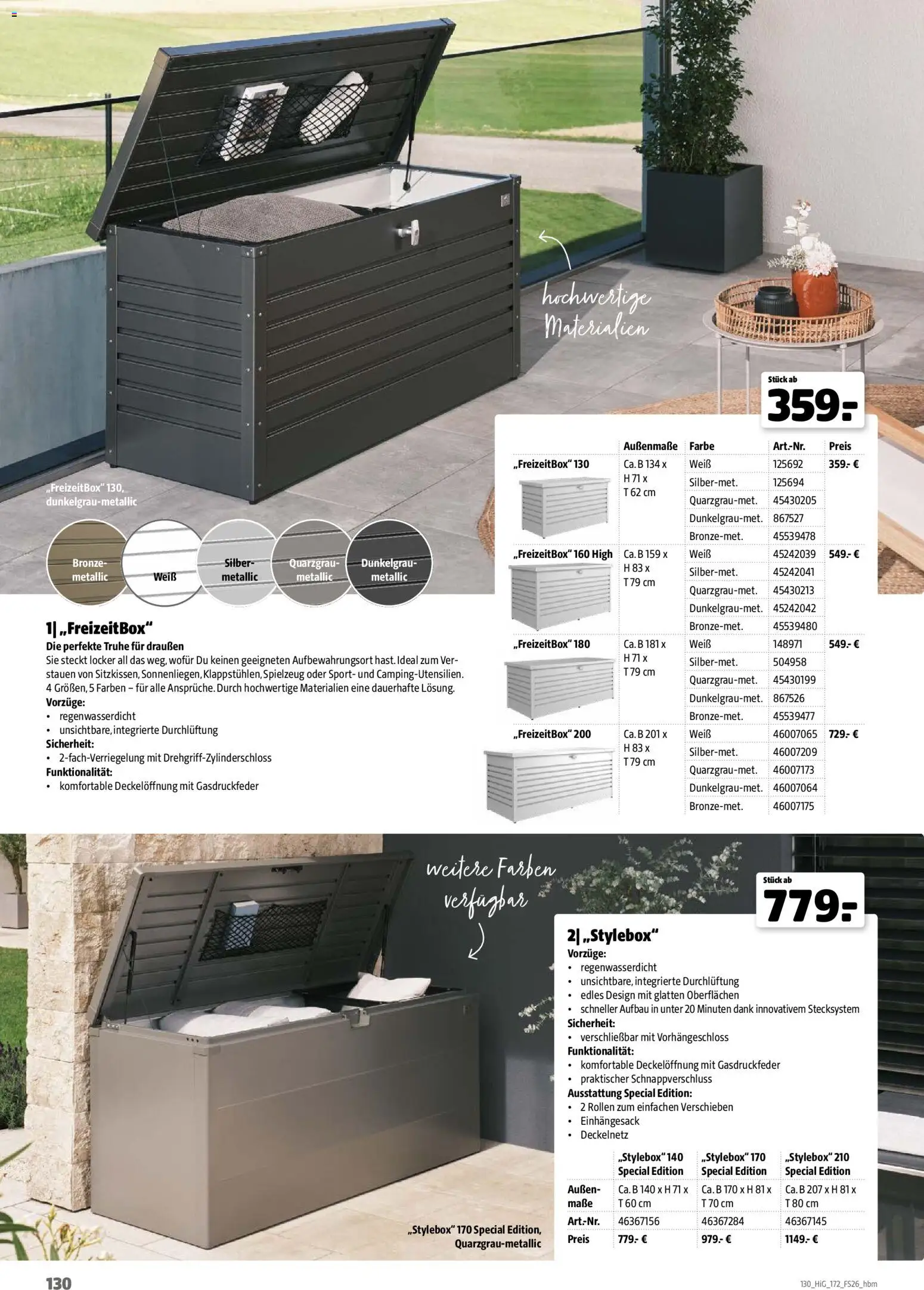 Hagebau Gartengestaltungsortiment – gültig ab 02.03.2026 | Seite: 130 | Produkte: Truhe