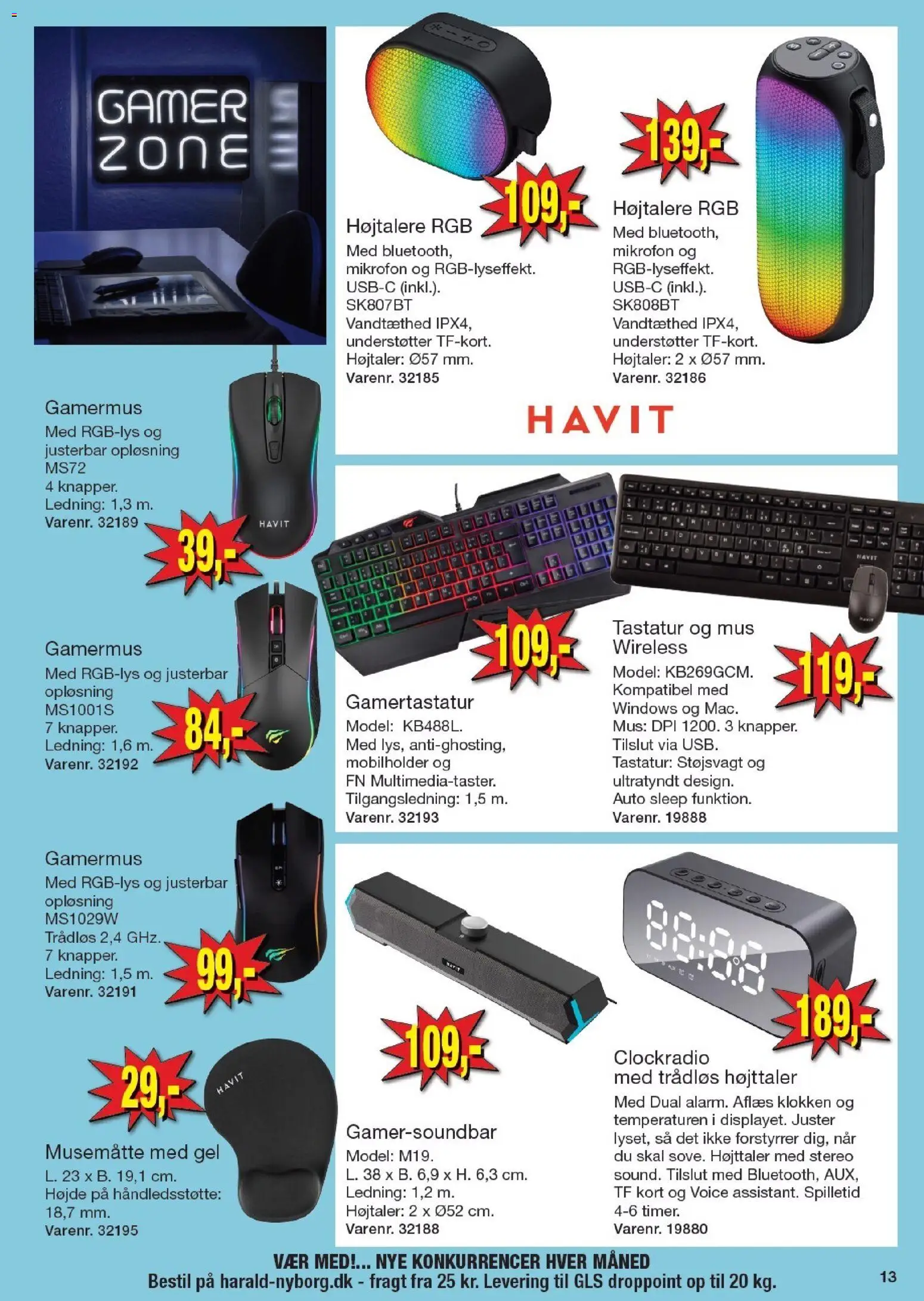 Harald Nyborg tilbudsavis – gyldig fra 15.01.2026 | Side: 13 | Produkter: Mus, Tastatur, Mikrofon, Højttaler