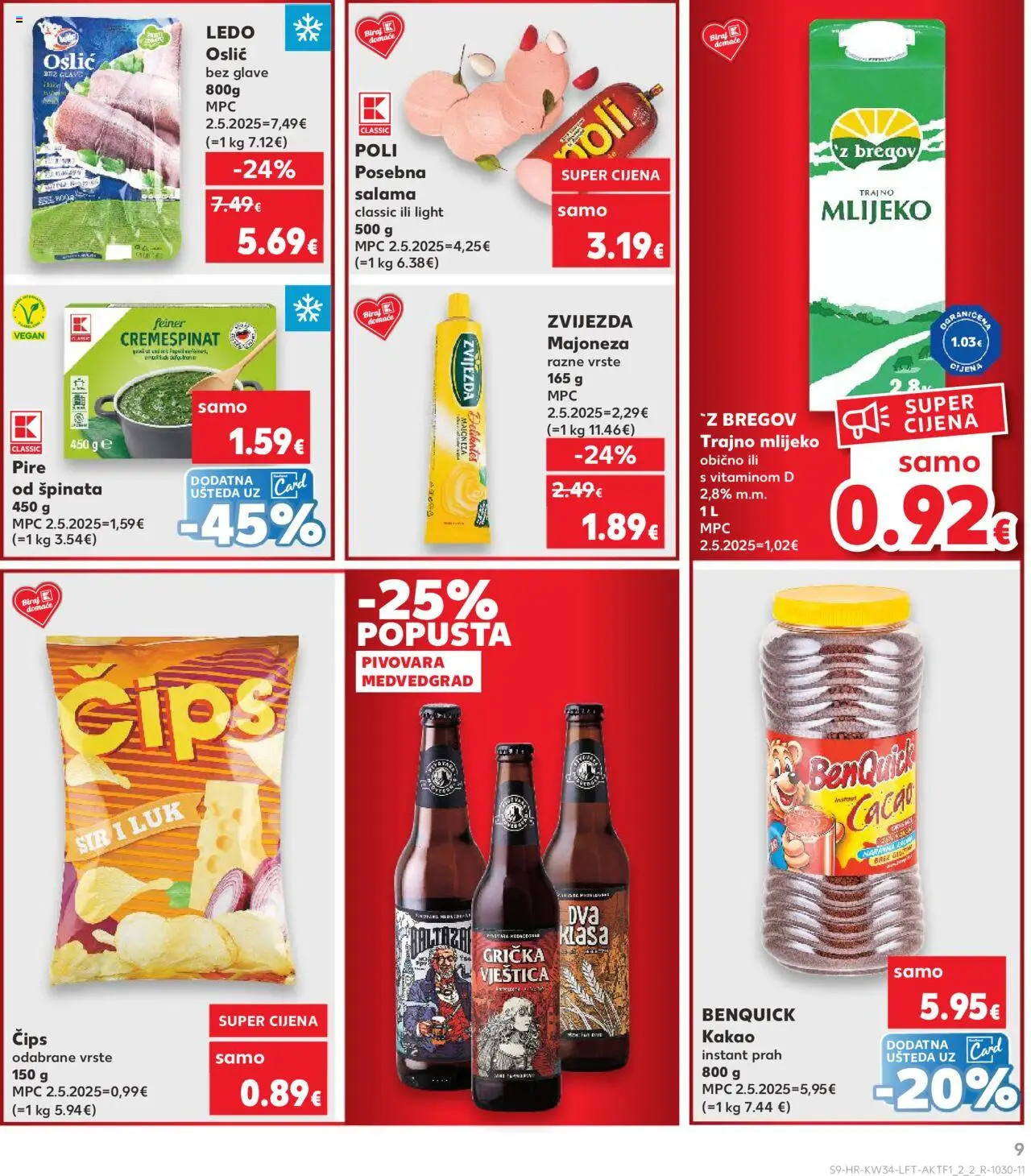 Kaufland katalog | vrijedi od 20.08.2025 | Stranica: 9 | Proizvodi: Sir, Salama, Čips, Majoneza