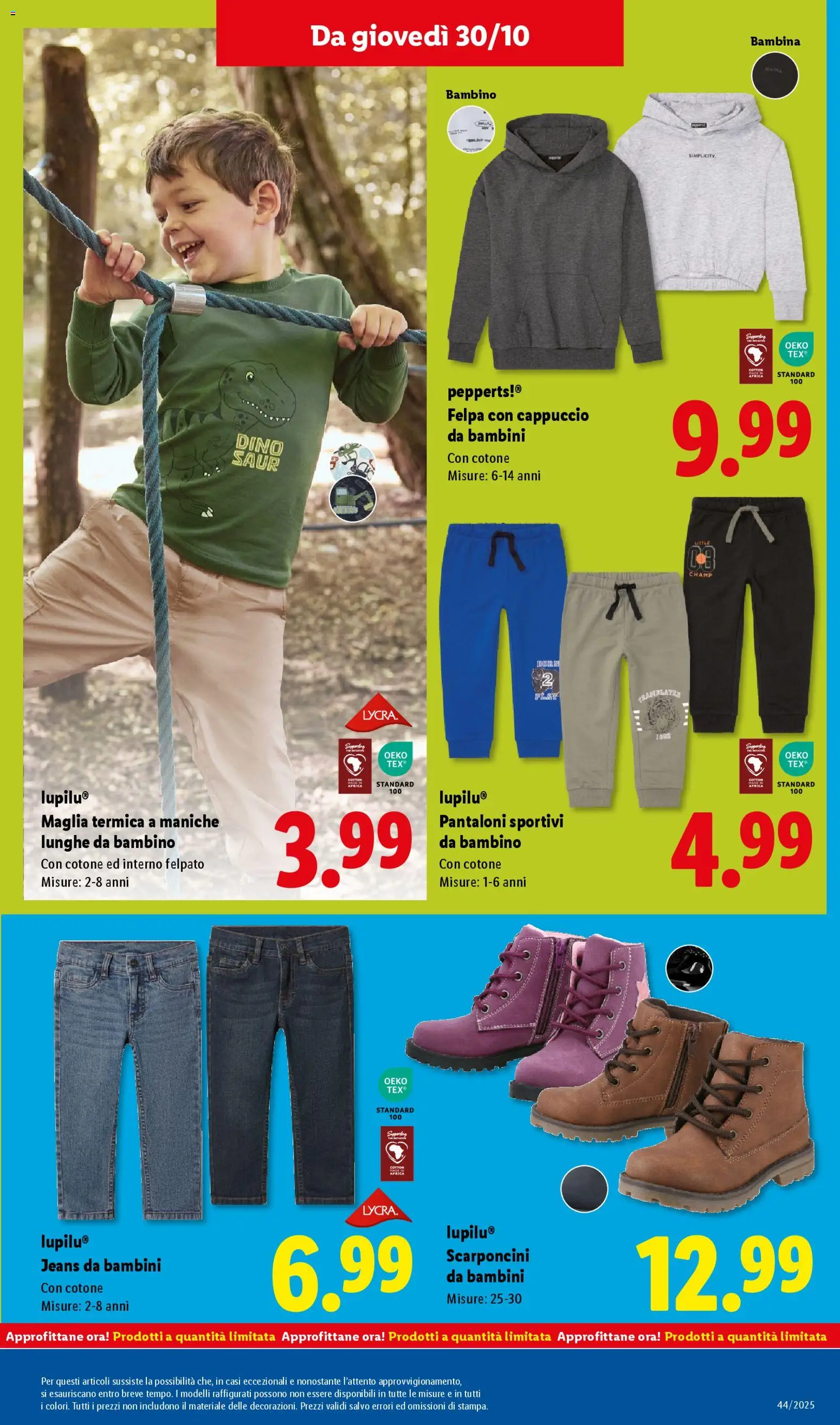 Volantino Lidl del 27.10.2025 | Pagina: 49 | Prodotti: Felpa, Pantaloni, Jeans, Cappuccio
