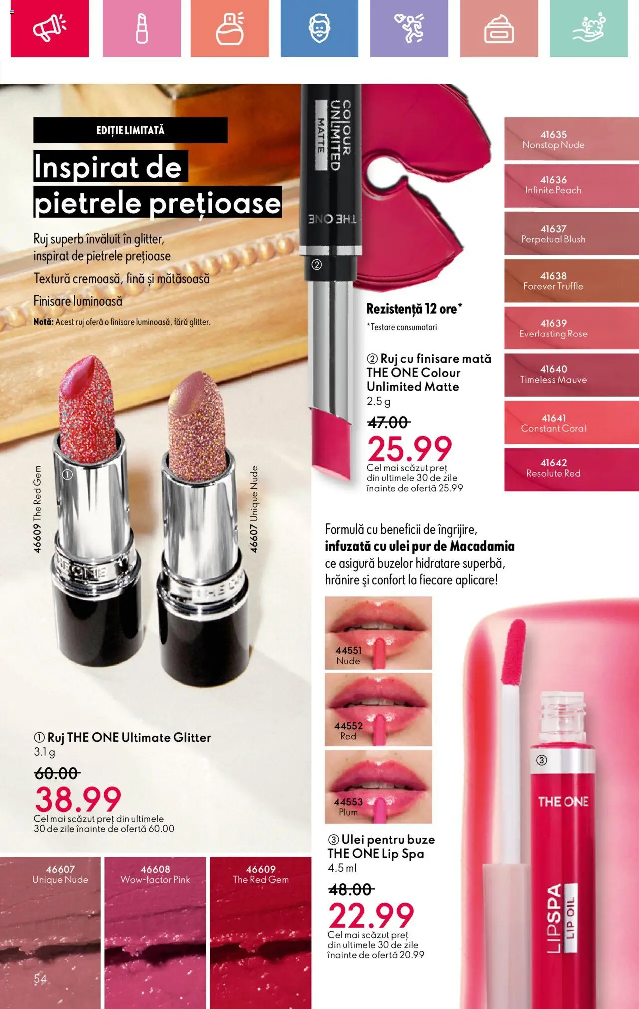 Noul catalog Oriflame – valabil de la 06.07.2025 | Pagină: 54 | Produse: Blush, Ruj, Gem, Ulei