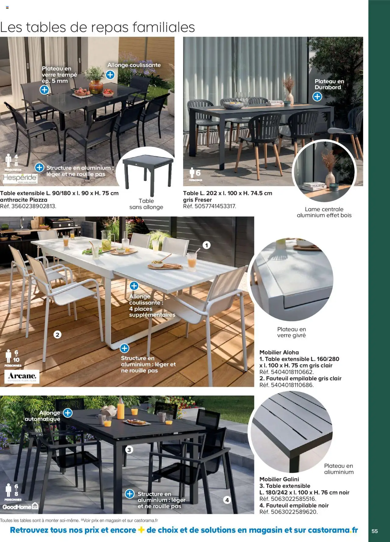  | Page: 55 | Produits: Plateau, Table extensible, Fauteuil, Table
