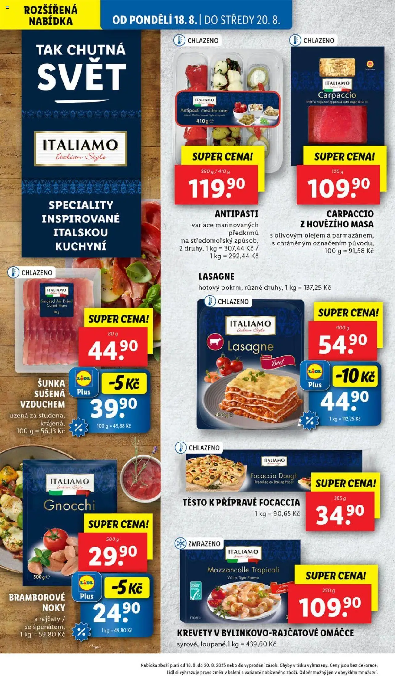 Lidl leták od 18.08.2025 | Strana: 26 | Produkty: Šunka, Noky, Parmigiano Reggiano, Gnocchi