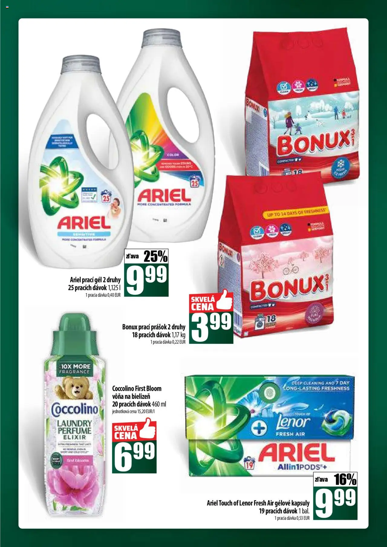 COOP Jednota široká ponuka │ platný od 24.07.2025 | Strana: 51 | Produkty: Prací prášok, Ariel, Bonux, Lenor