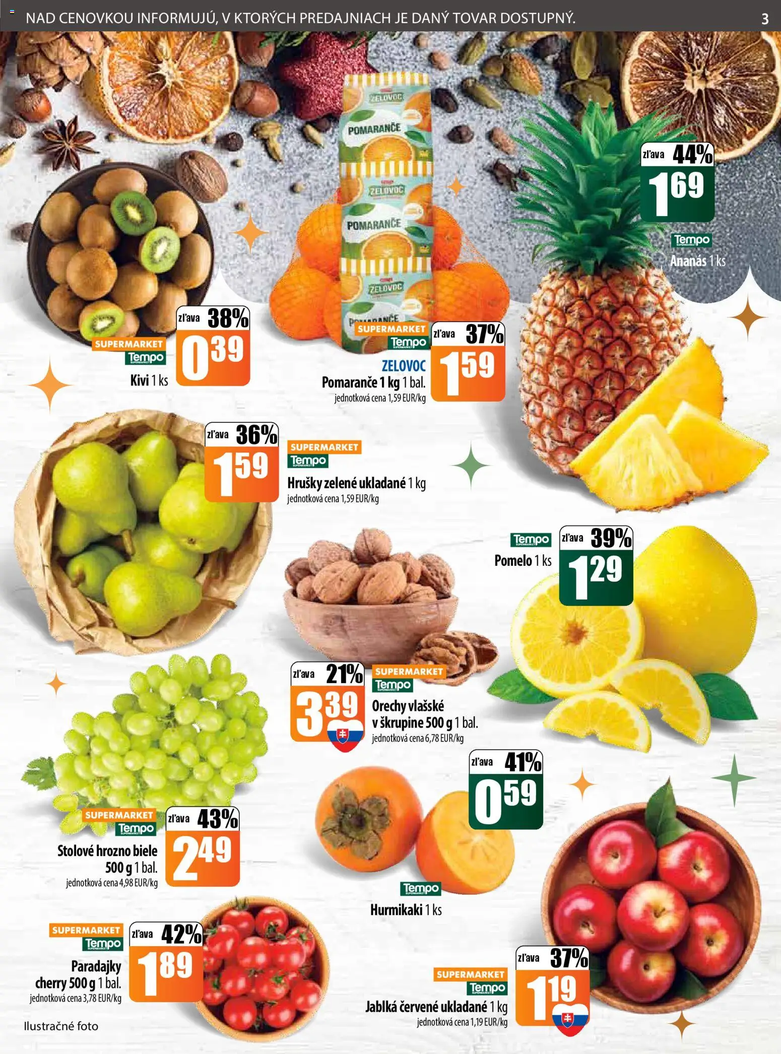 Nové COOP Jednota akcie – leták je platný od 04.12.2025 | Strana: 3 | Produkty: Jablká, Pomaranče, Orechy, Hrozno