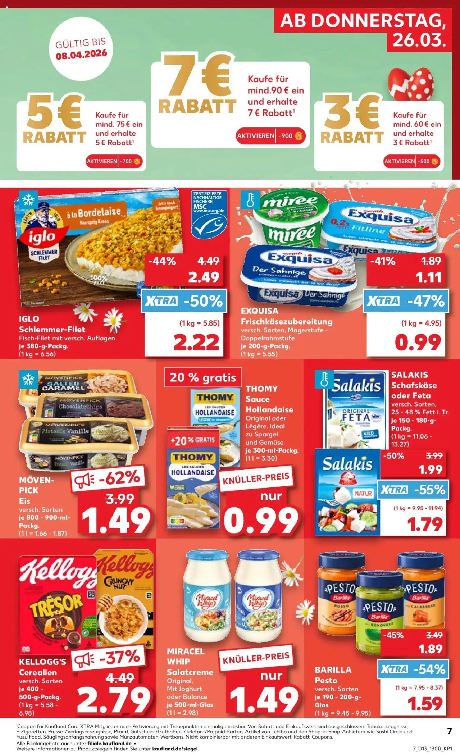 Kaufland Prospekt Andernach	 – gültig ab 26.03.2026 | Seite: 7 | Produkte: Barilla pesto, Kellogg's, Movenpick eis, Schafskase
