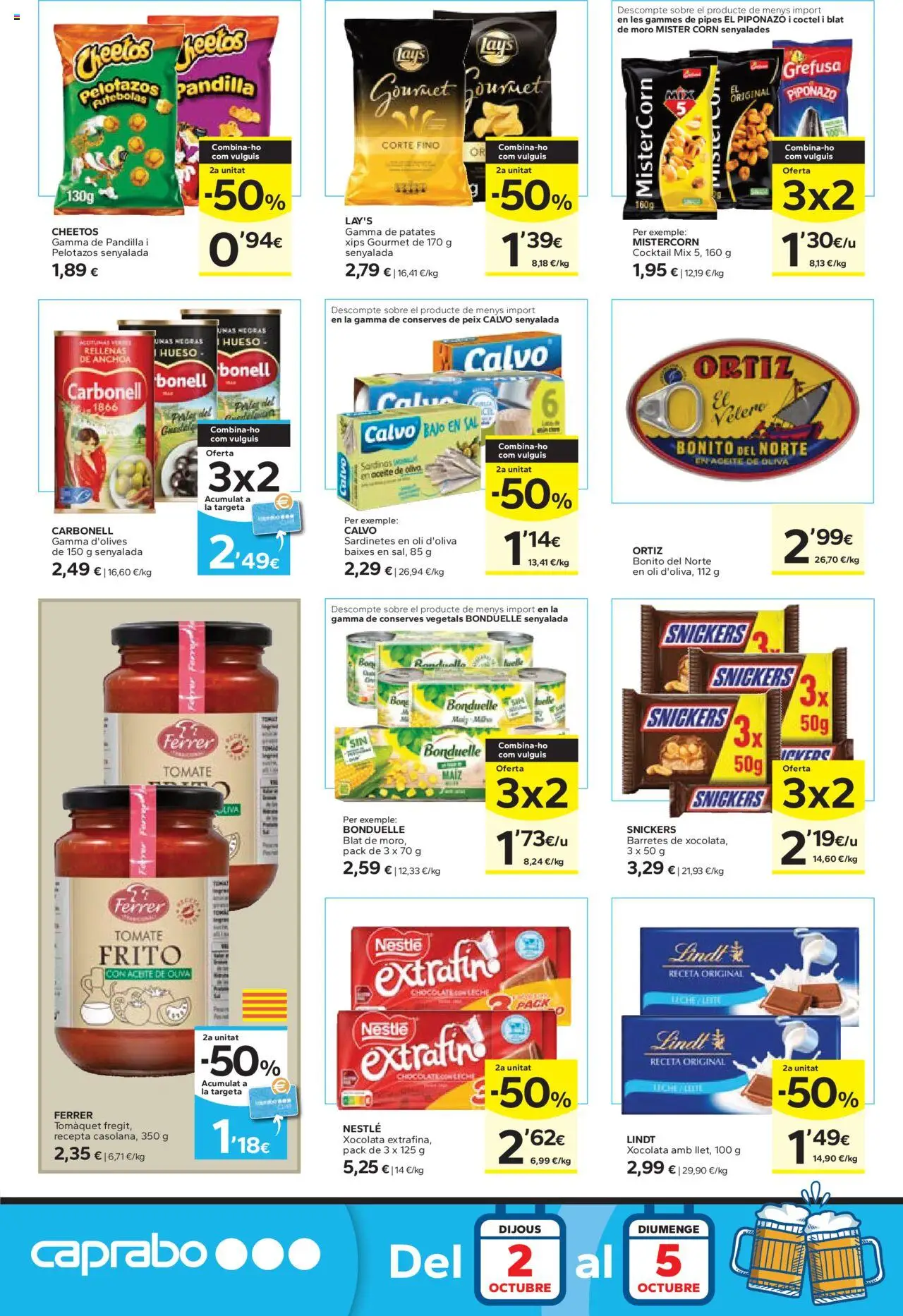 Caprabo - Ofertasses │ válido desde el 02.10.2025 | Página: 16 | Productos: Leche, Aceite, Κεραία, Chocolate con leche