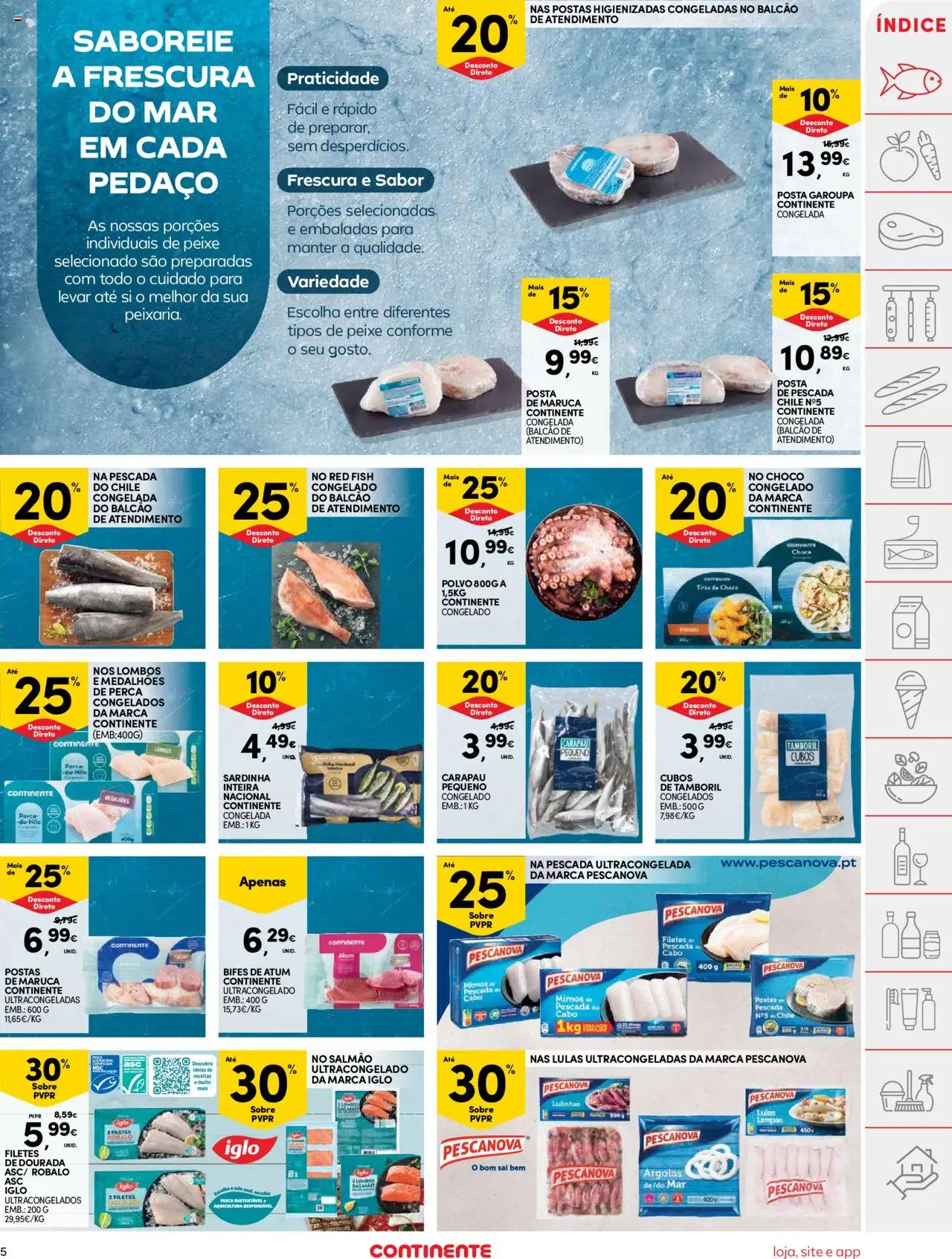 Continente folheto │ válido de 05.08.2025 | Página: 5 | Produtos: Dourada, Cabo, Pescada do cabo, Tamboril