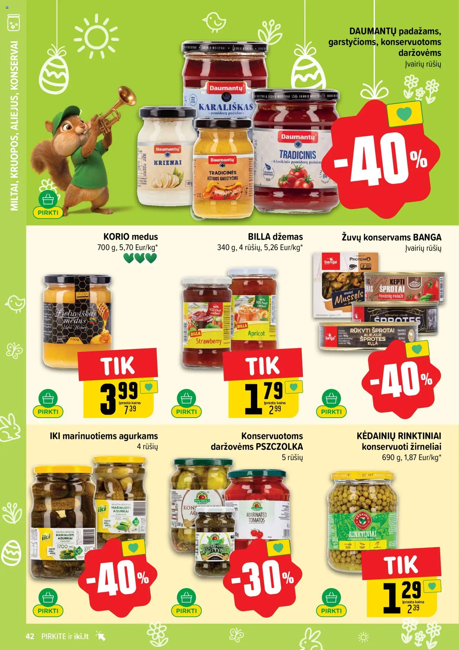 IKI akcijos nuo 23.03.2026 | Puslapis: 42 | Prekių: Agurkai, Konservai, Padažas, Žirneliai