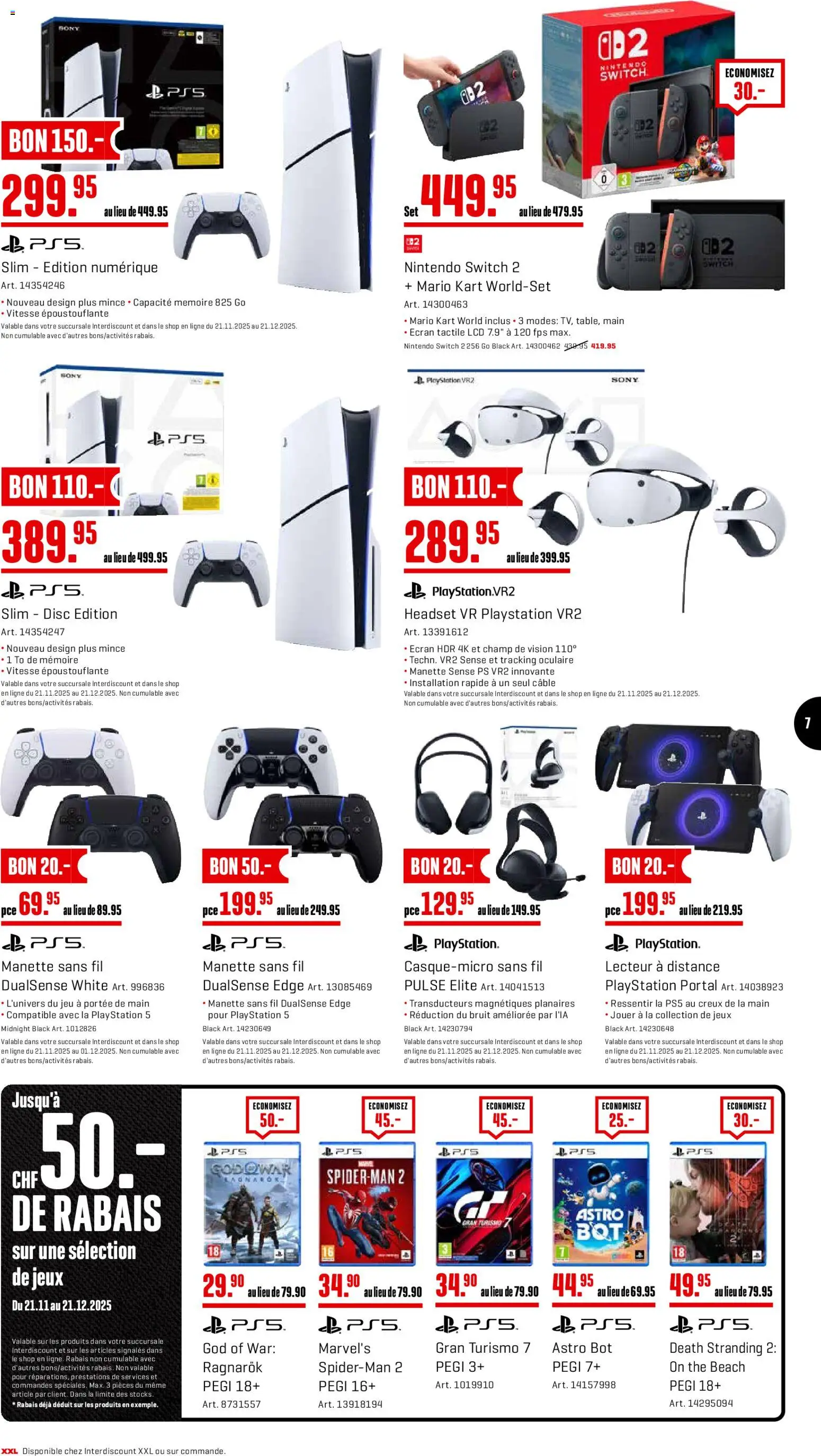 Interdiscount Black Friday FR – gültig ab 24.11.2025 | Seite: 7 | Produkte: Headset, Playstation, Sony