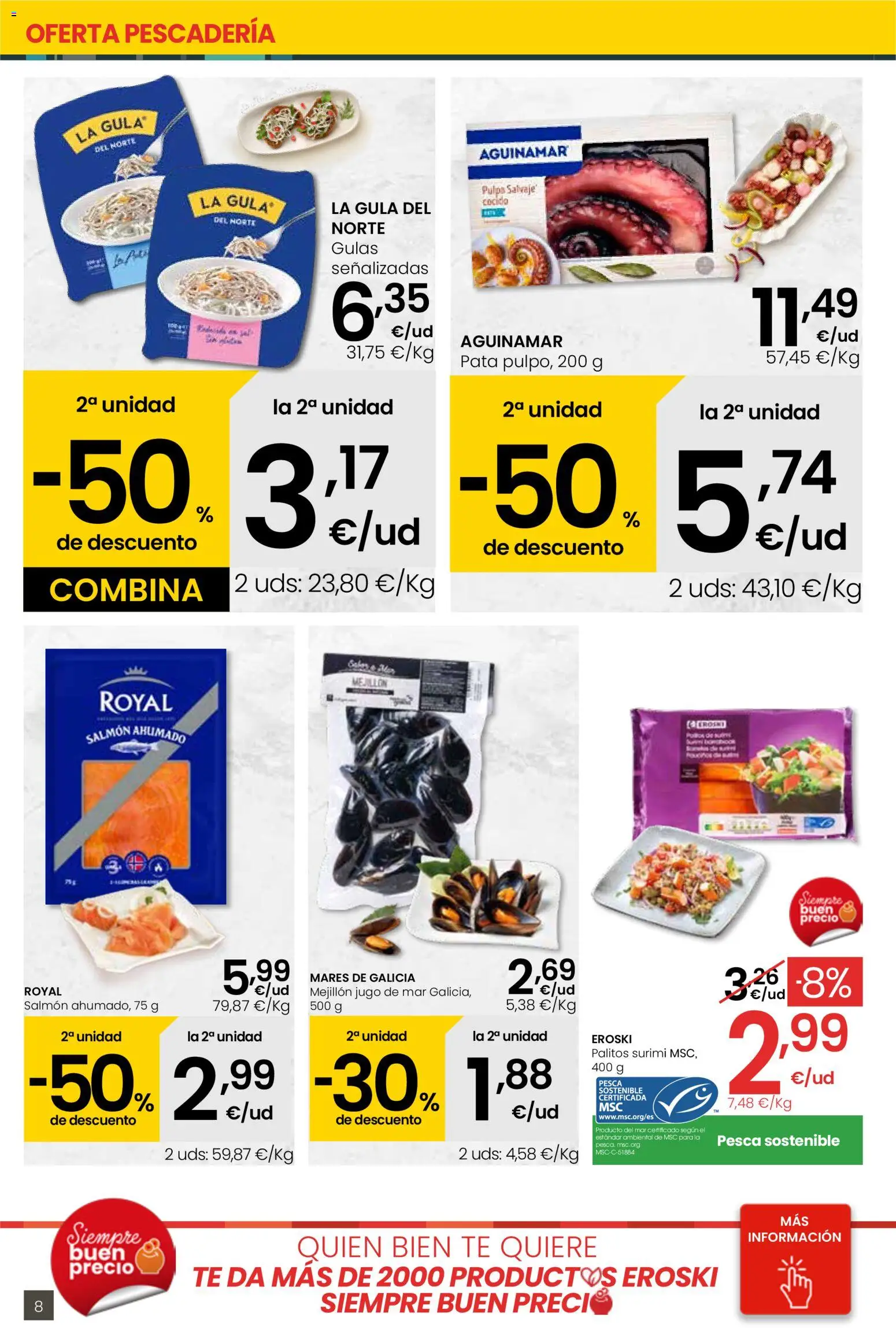 Eroski - Center │ válido desde el 29.01.2026 | Página: 8 | Productos: Jugo, Té, Salmón ahumado