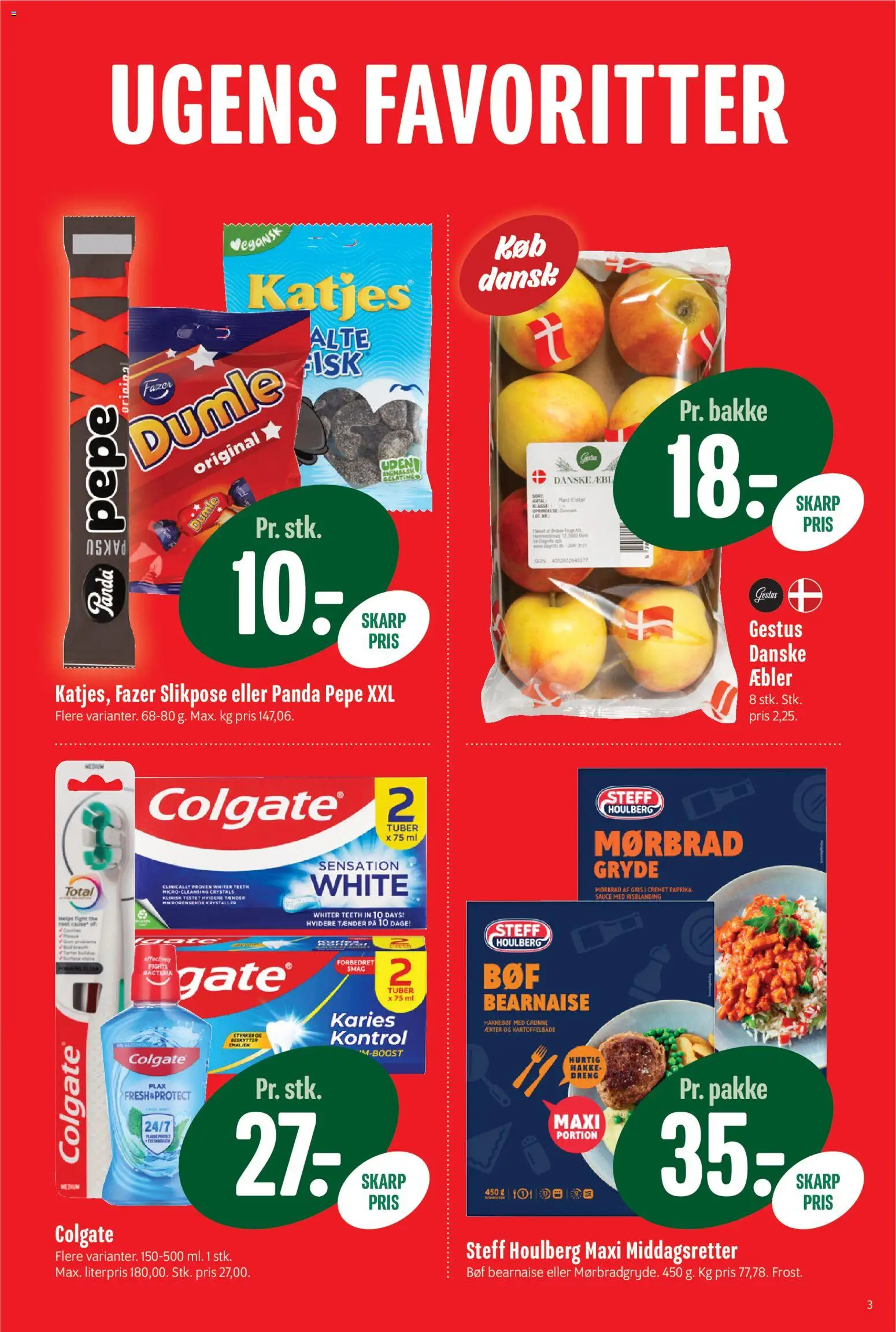 Min Købmand tilbudsavis – gyldig fra 03.04.2026 | Side: 3 | Produkter: Kartoffelbåde, Æbler, Ærter