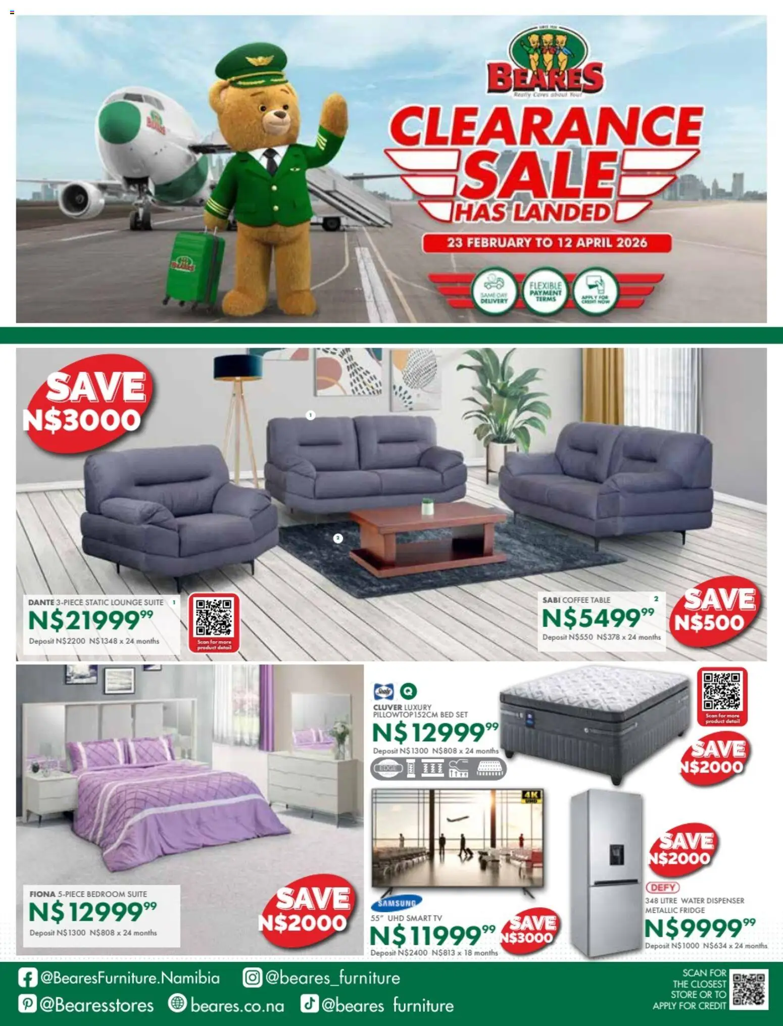 New Beares catalogue – valid from 23.02.2026 | Page: 1 | Products: Bed, TV, Fridge, Coffee