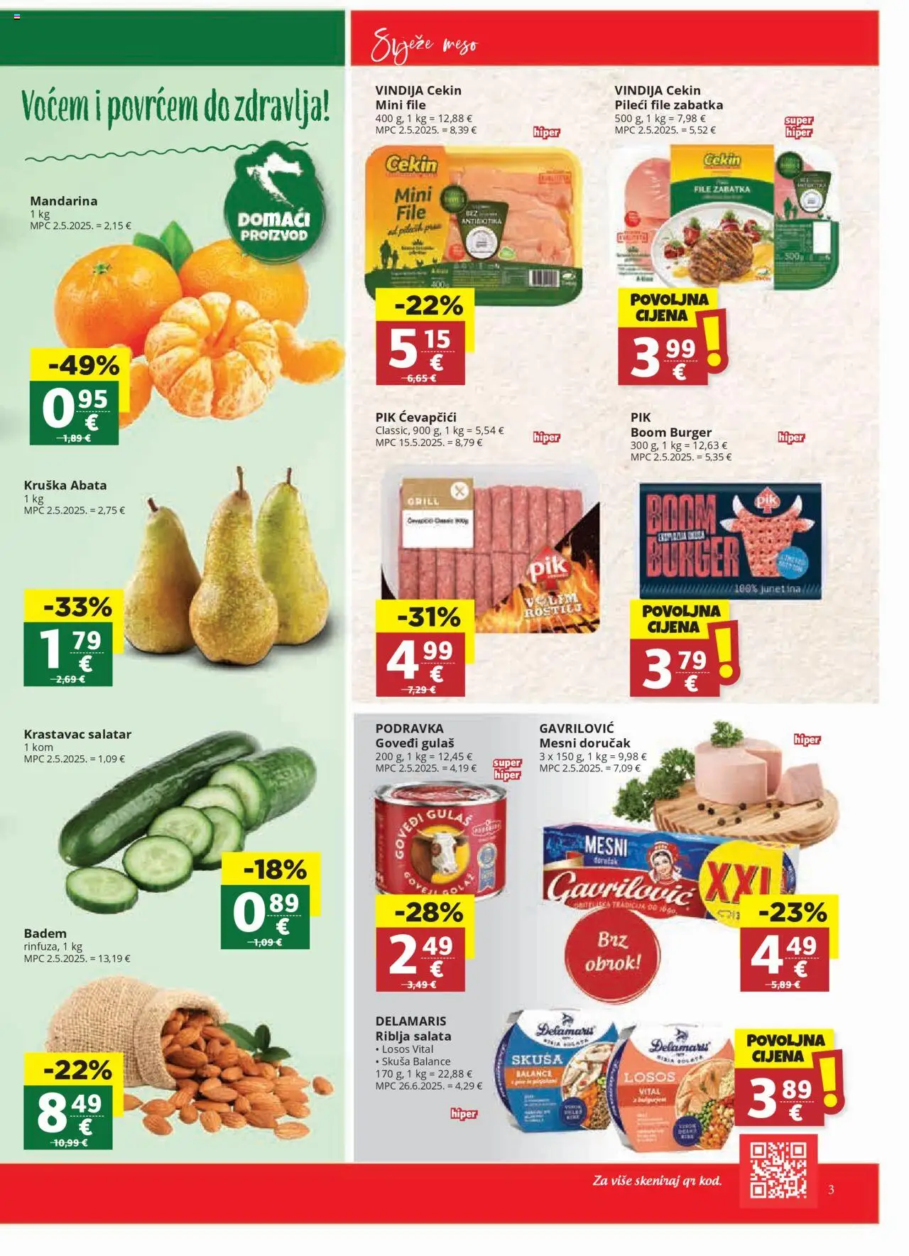 Ultra Gros katalog | vrijedi od 01.10.2025 | Stranica: 3 | Proizvodi: Mandarina, Pileći file, Losos, Kruška
