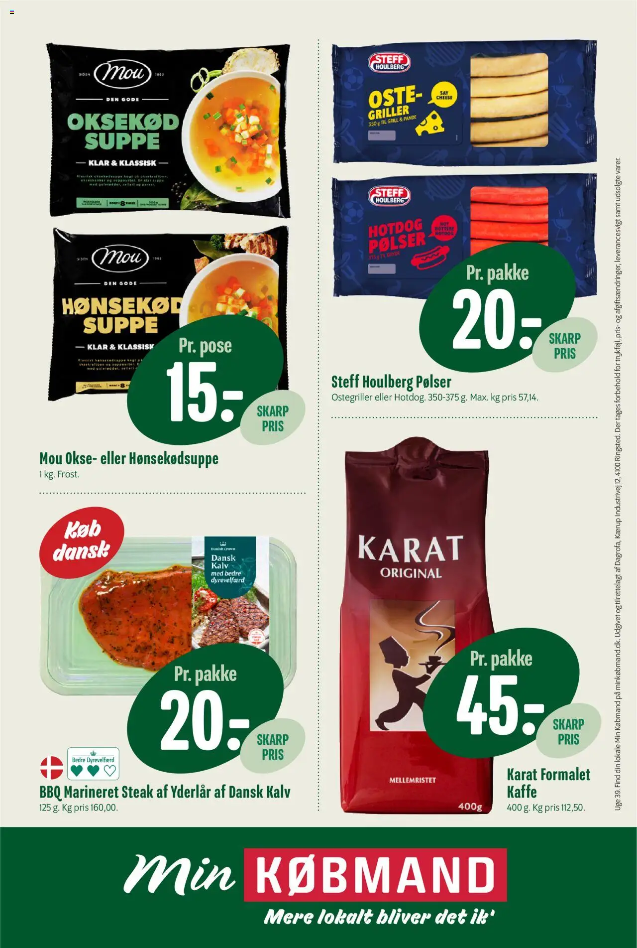 Min Købmand tilbudsavis – gyldig fra 19.09.2025 | Side: 12 | Produkter: Kaffe, Oksekød, Suppe, Grill