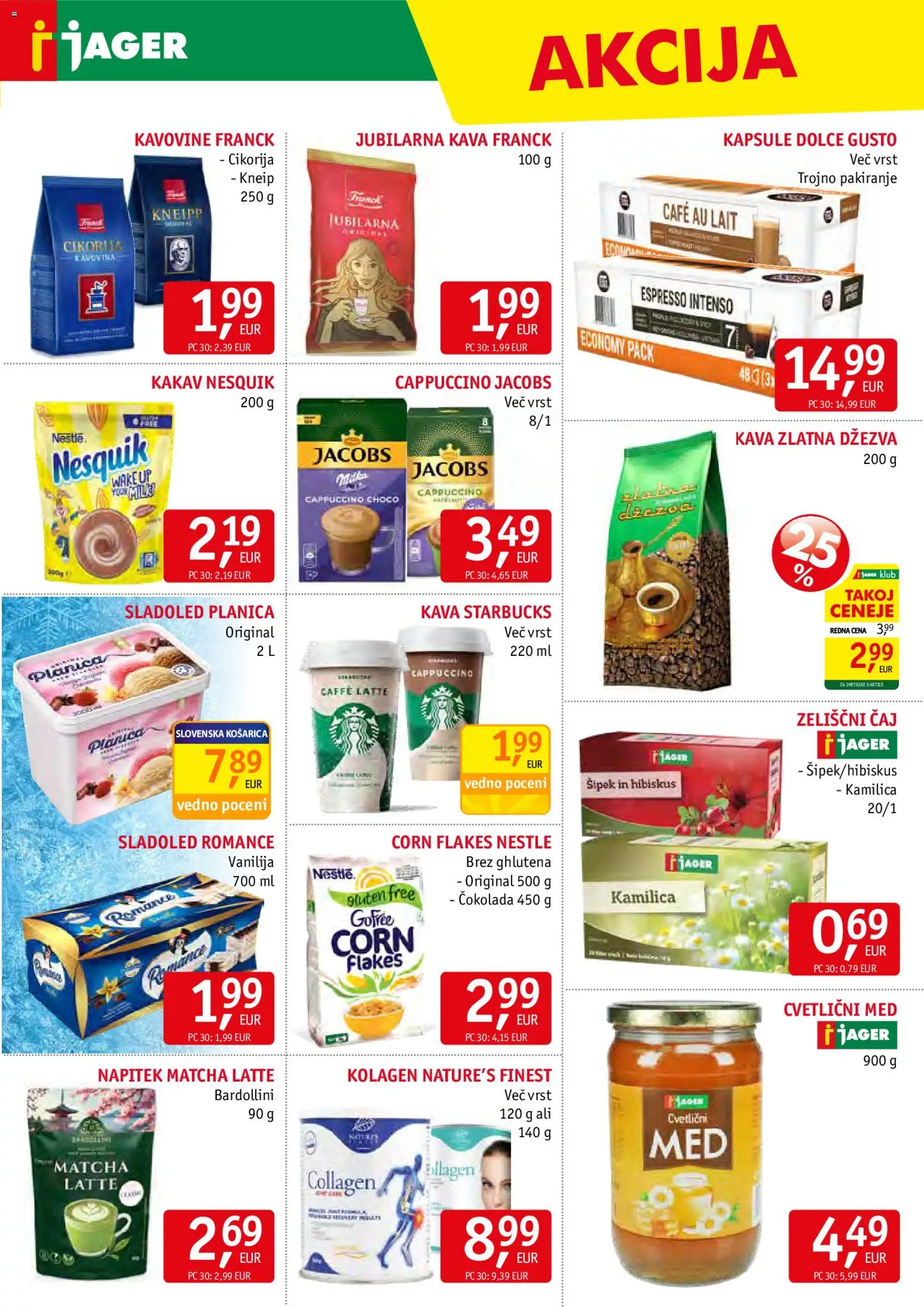 Novi Jager katalog ponudbe – veljaven od 25.03.2026 | Stran: 13 | Izdelki: Kava, Cokolada, Caj, Sladoled