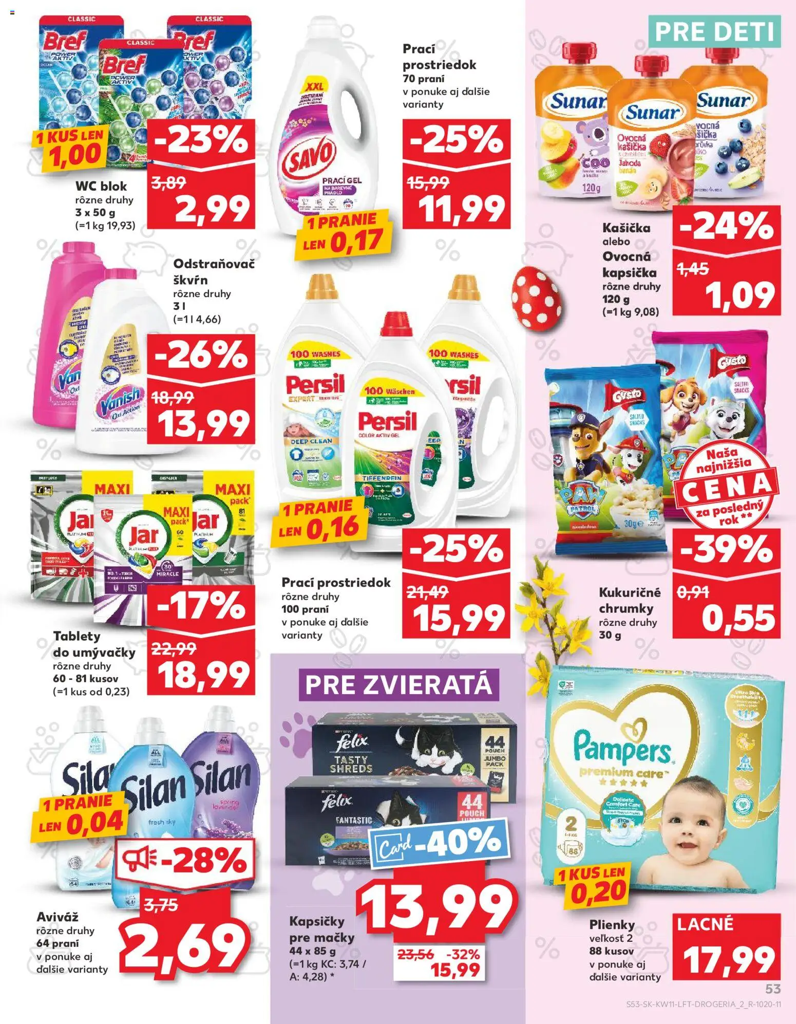 Kaufland SK akciós ujság - amely érvényes a következő dátumtól: 12.03.2026 | Oldal: 53 | Termékek: Pampers, Persil, WC, Banán