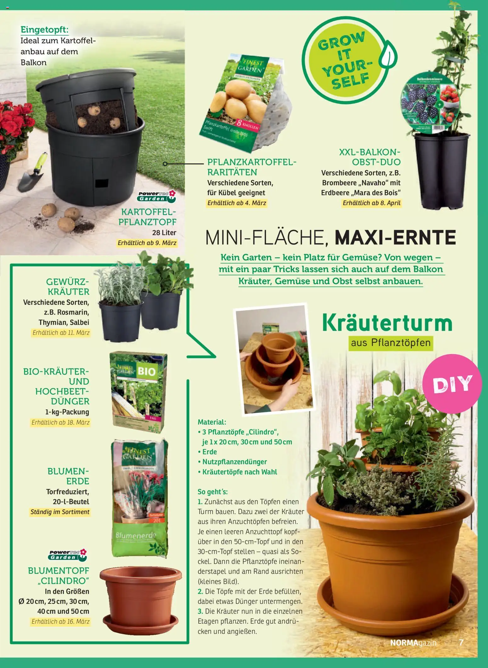 Norma NORMAgazin März/April 2026 – gültig ab 01.03.2026 | Seite: 7 | Produkte: Hochbeet, Blumentopf, Blumenerde, Obst