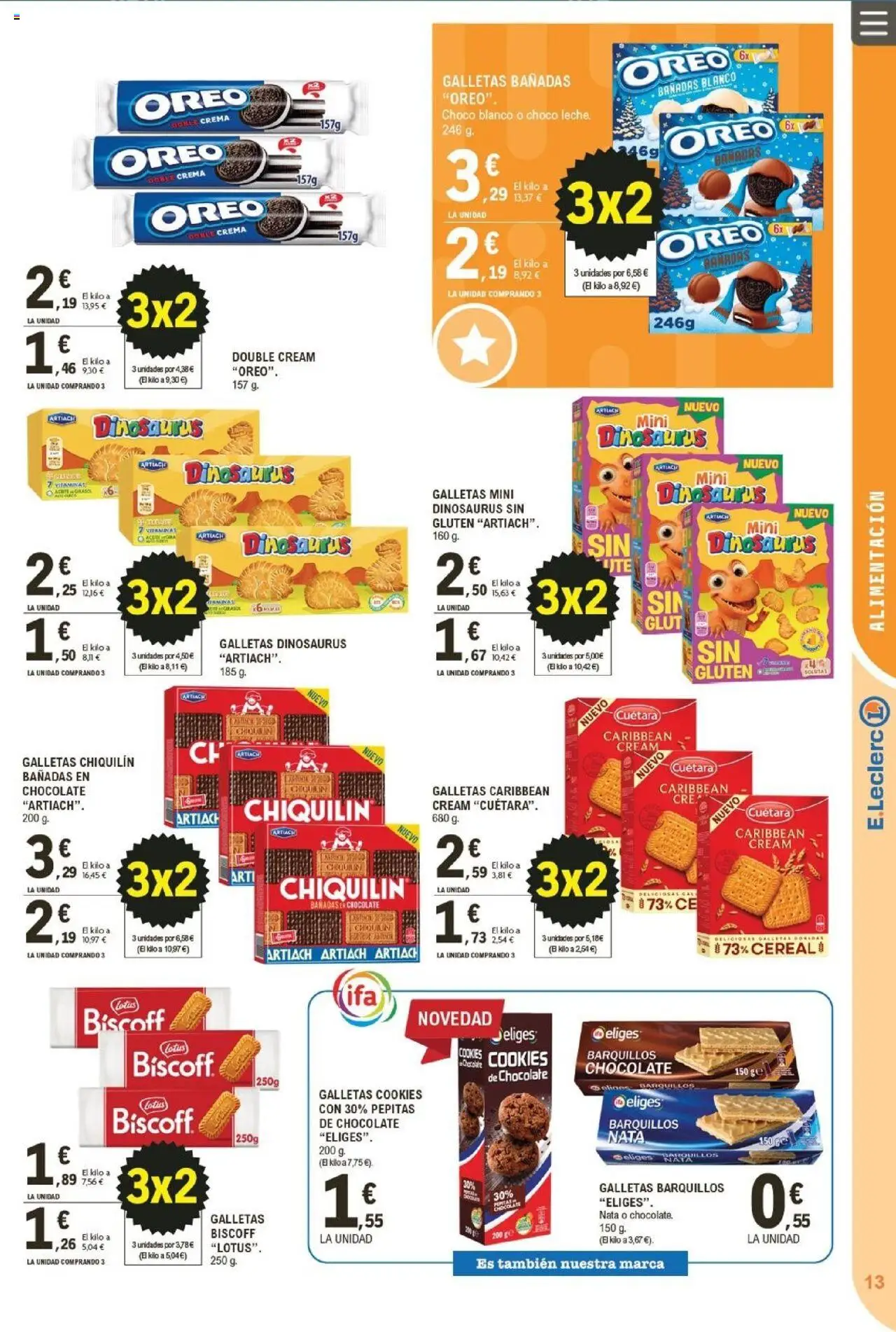 E.Leclerc folleto │ válido desde el 22.10.2025 | Página: 13 | Productos: Aceite, Chocolate, Crema, Galletas