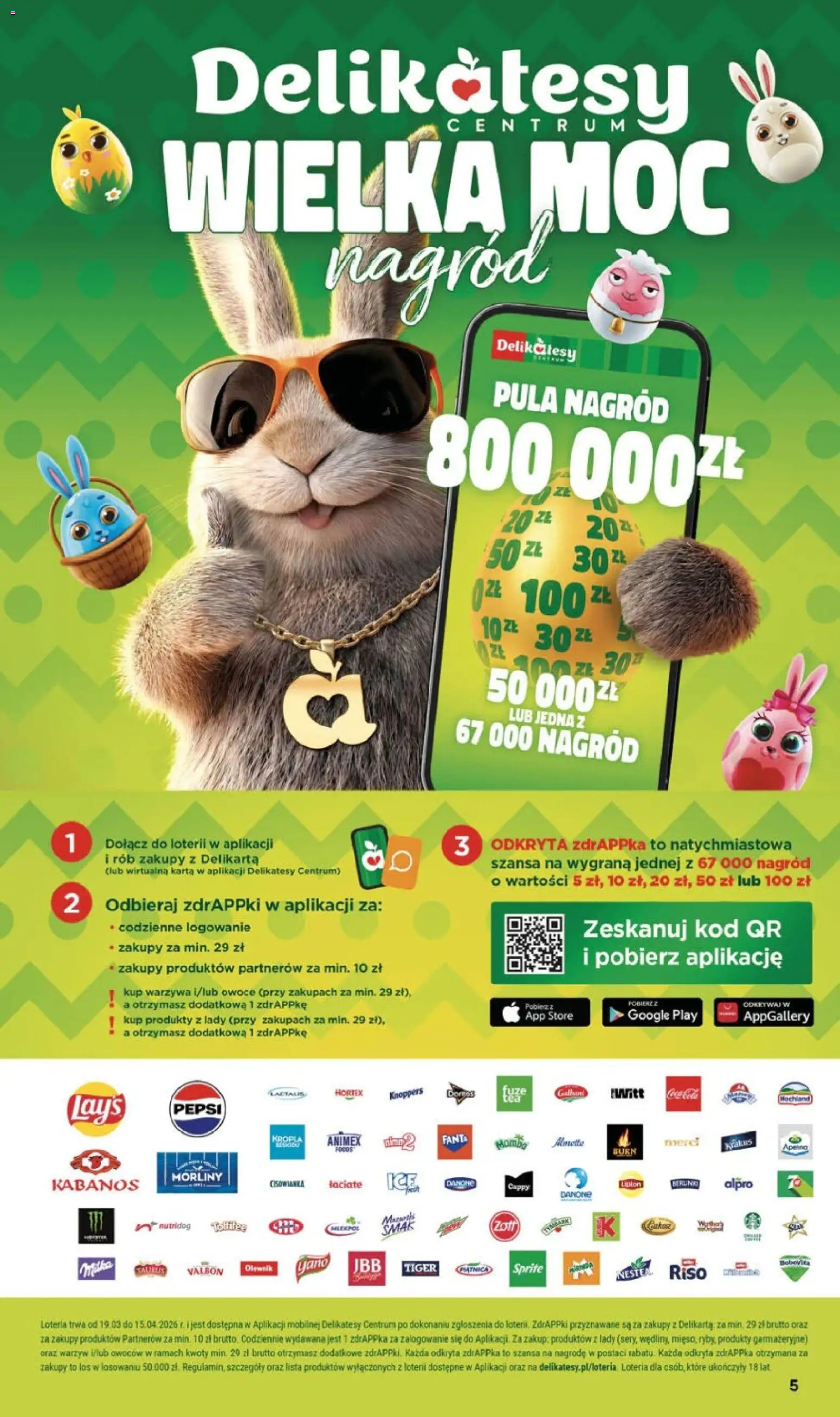 Delikatesy Centrum gazetka od 19.03.2026 | Strona: 5 | Produkty: Knoppers, Alpro, Warzywa, Owoce