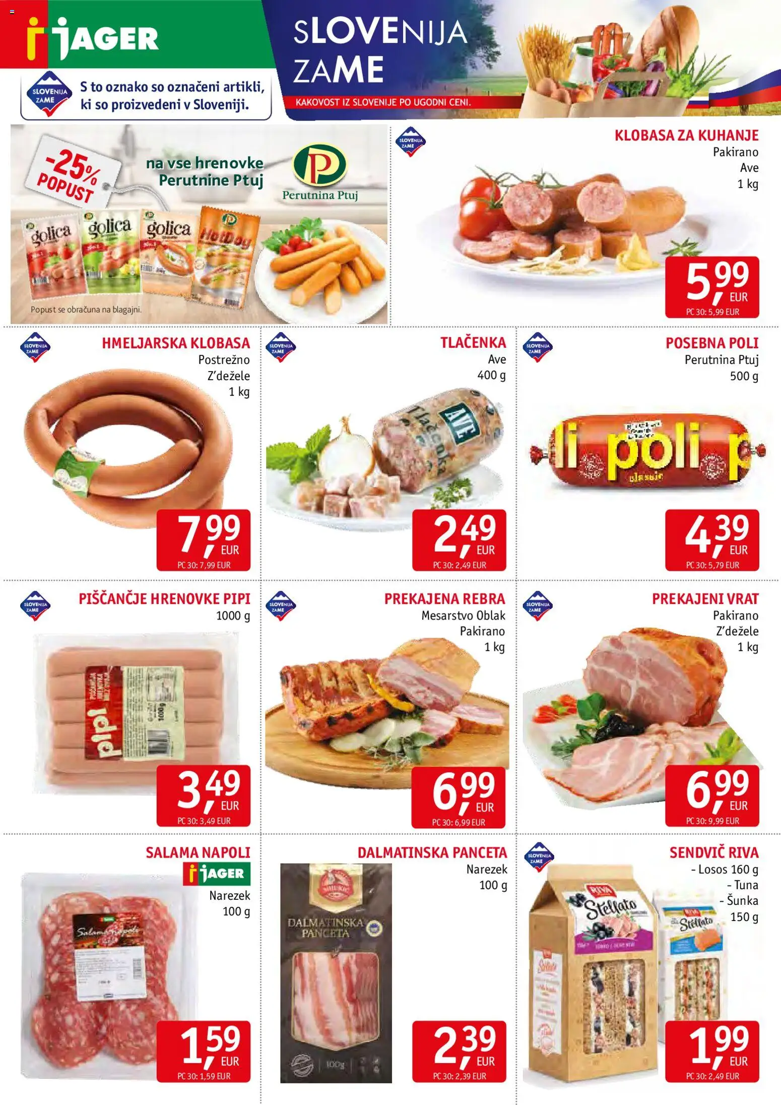 Novi Jager katalog ponudbe – veljaven od 28.01.2026 | Stran: 2 | Izdelki: Tuna, Narezek, Salama, Sunka