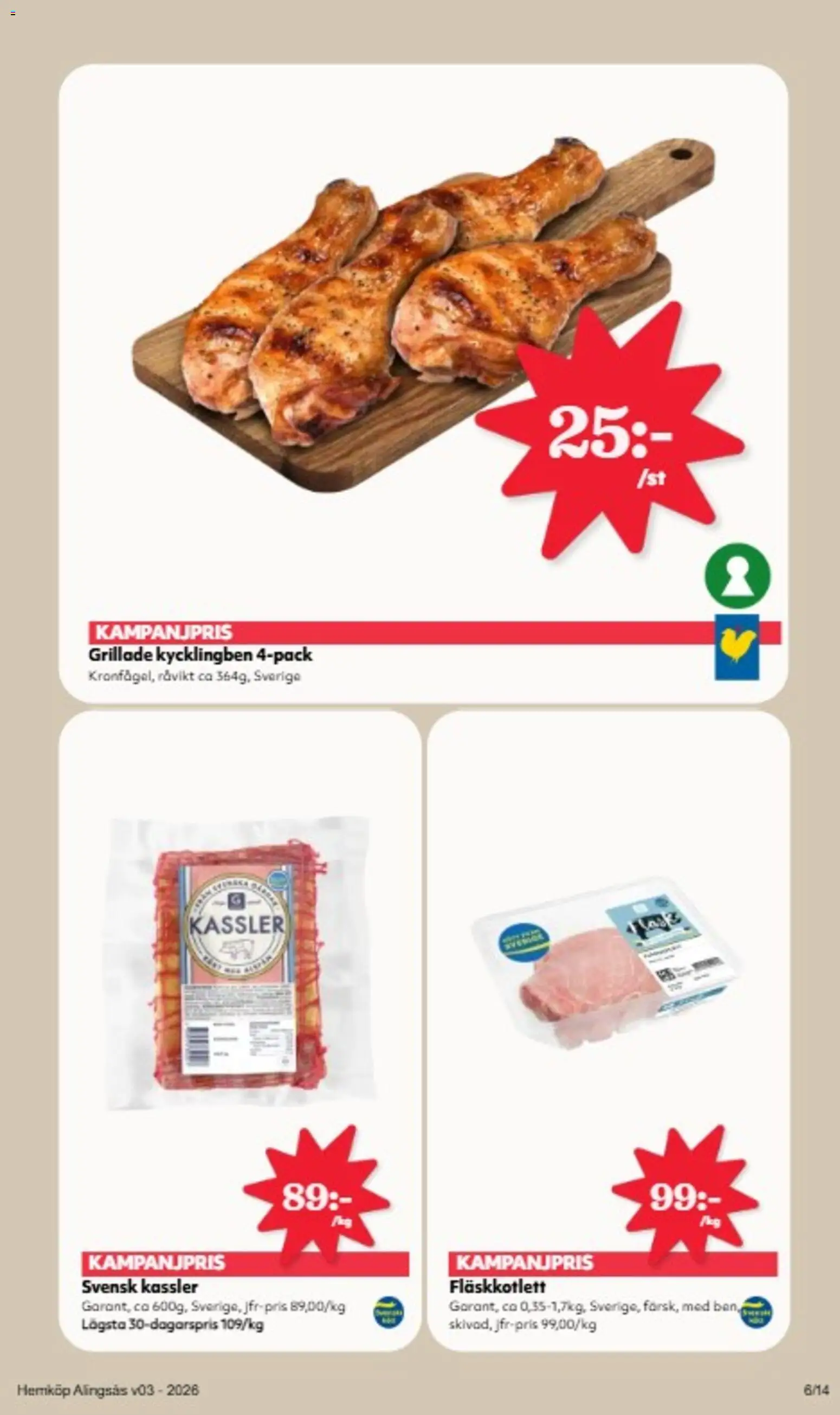 Hemköp reklamblad aktuell från 12.01.2026 | Sida: 6 | Produkter: Kassler