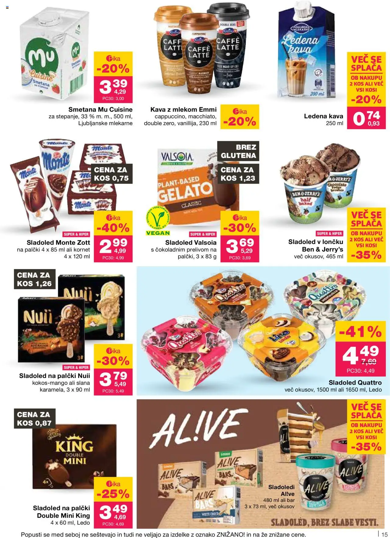 Mercator katalog │ velja od 14.08.2025 | Stran: 15 | Izdelki: Kos, Kava, Smetana, Sladoled
