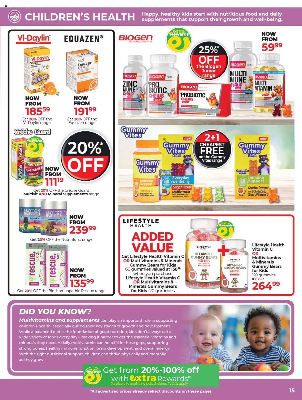 New Dis-Chem catalogue – valid from 16.09.2025 | Page: 15 | Products: Vitamins, Multivitamins, Syrup, Sugar