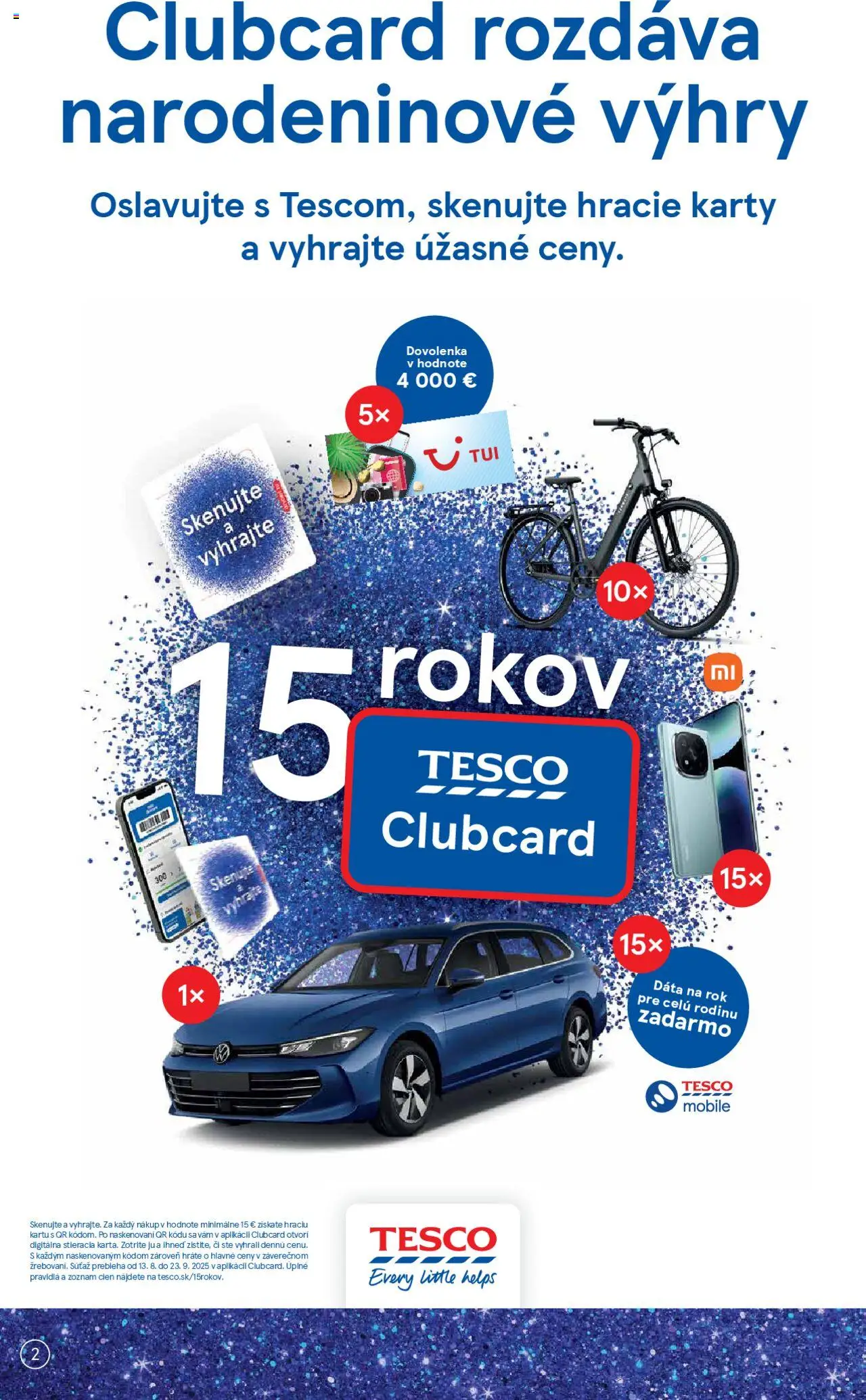 Tesco Hypermarket - leták │ platný od 13.08.2025 | Strana: 2 | Produkty: Elektrobicykel, Telefón, Xiaomi
