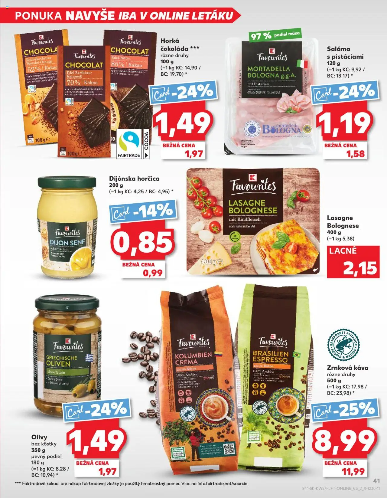Kaufland Zvolen Západ-Tepličky │ platný od 12.06.2025 | Strana: 41 | Produkty: Čokoláda, Lasagne, Zrnková káva, Kakao