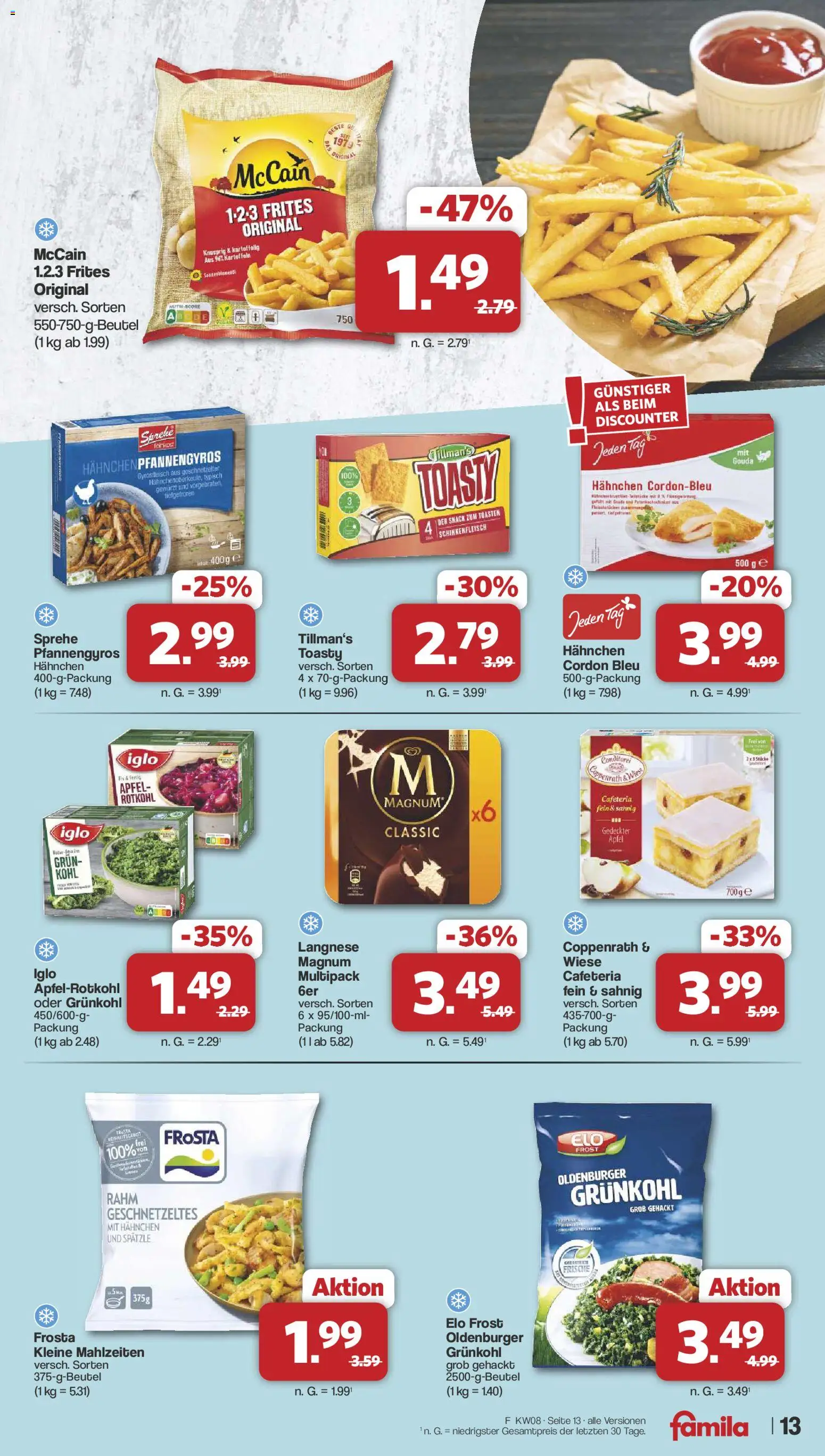 Famila Nordwest Prospekt 	 – gültig ab 16.02.2026 | Seite: 13 | Produkte: Iglo, Äpfel, Frosta, Kartoffeln