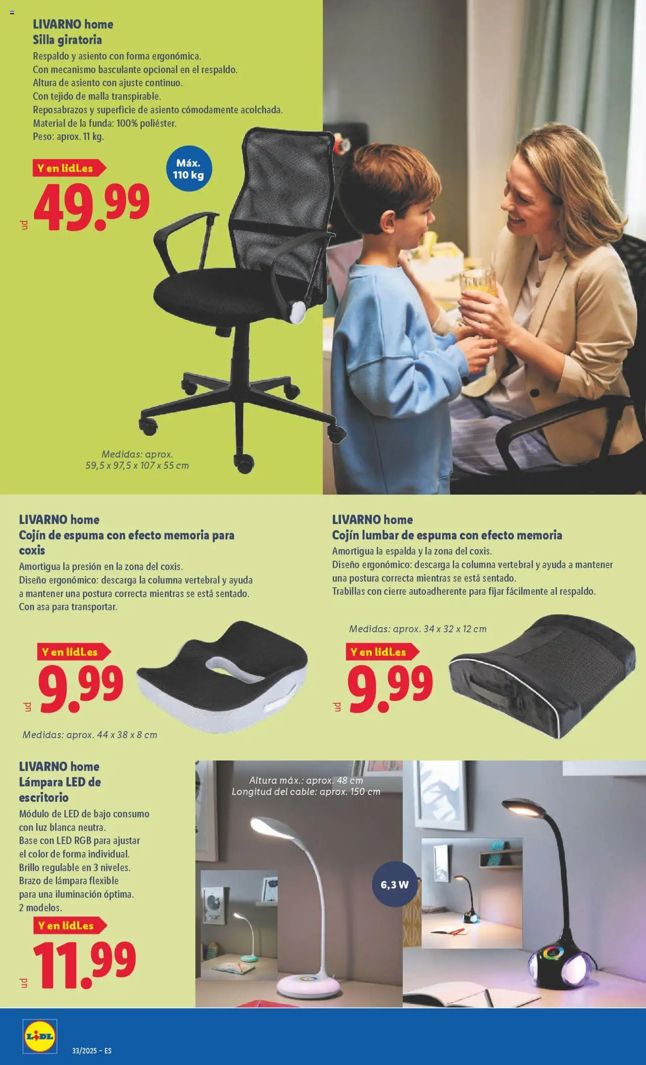 Lidl catálogo de bazar MAD │ válido desde el 11.08.2025 | Página: 22 | Productos: Silla giratoria, Cable, Peso, Galette de chaise