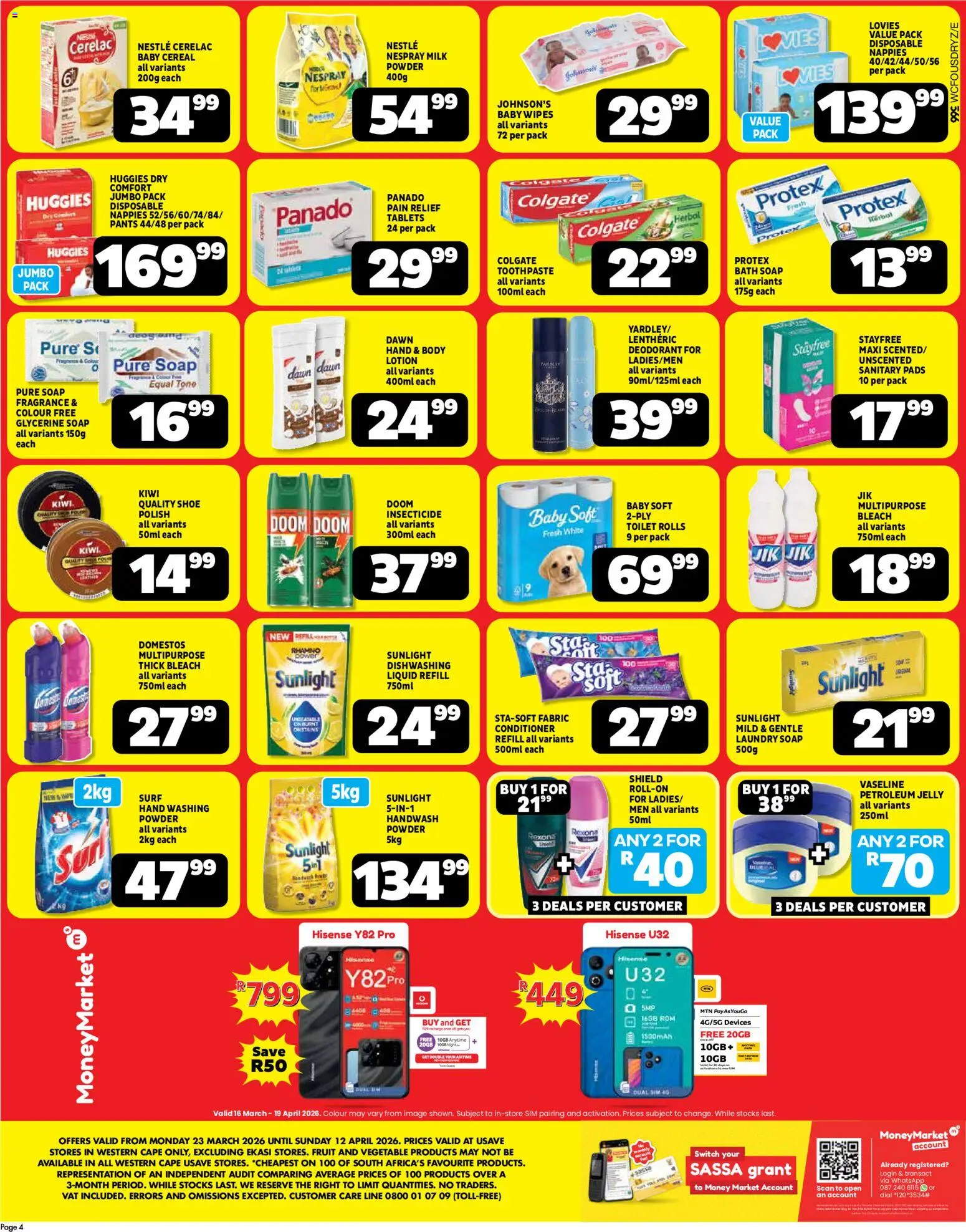 New Usave catalogue – valid from 23.03.2026 | Page: 4 | Products: Handwash, Pads, Conditioner, Petroleum jelly