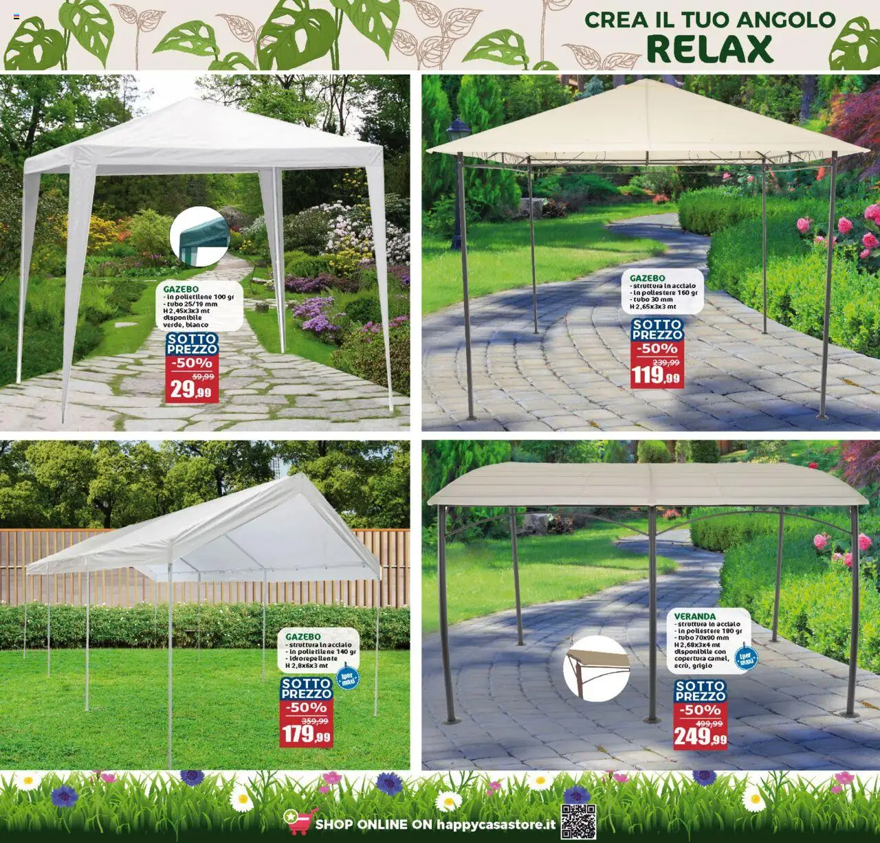 Volantino Happy Casa del 04.06.2025 | Pagina: 4 | Prodotti: Gazebo, Tubo