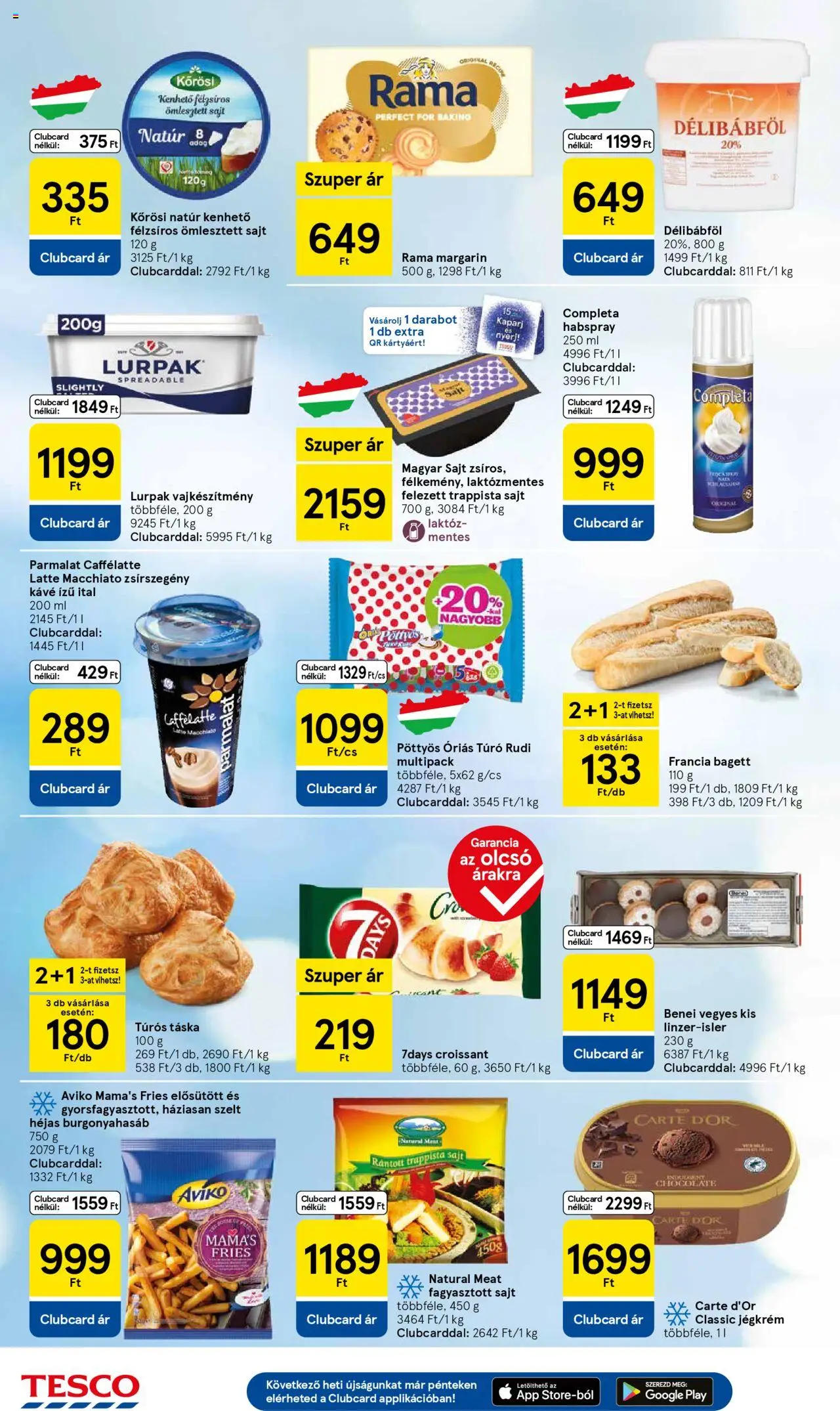 Tesco akciós ujság - amely érvényes a következő dátumtól: 11.09.2025 | Oldal: 4 | Termékek: Croissant, Túró rudi, Margarin, Jégkrém