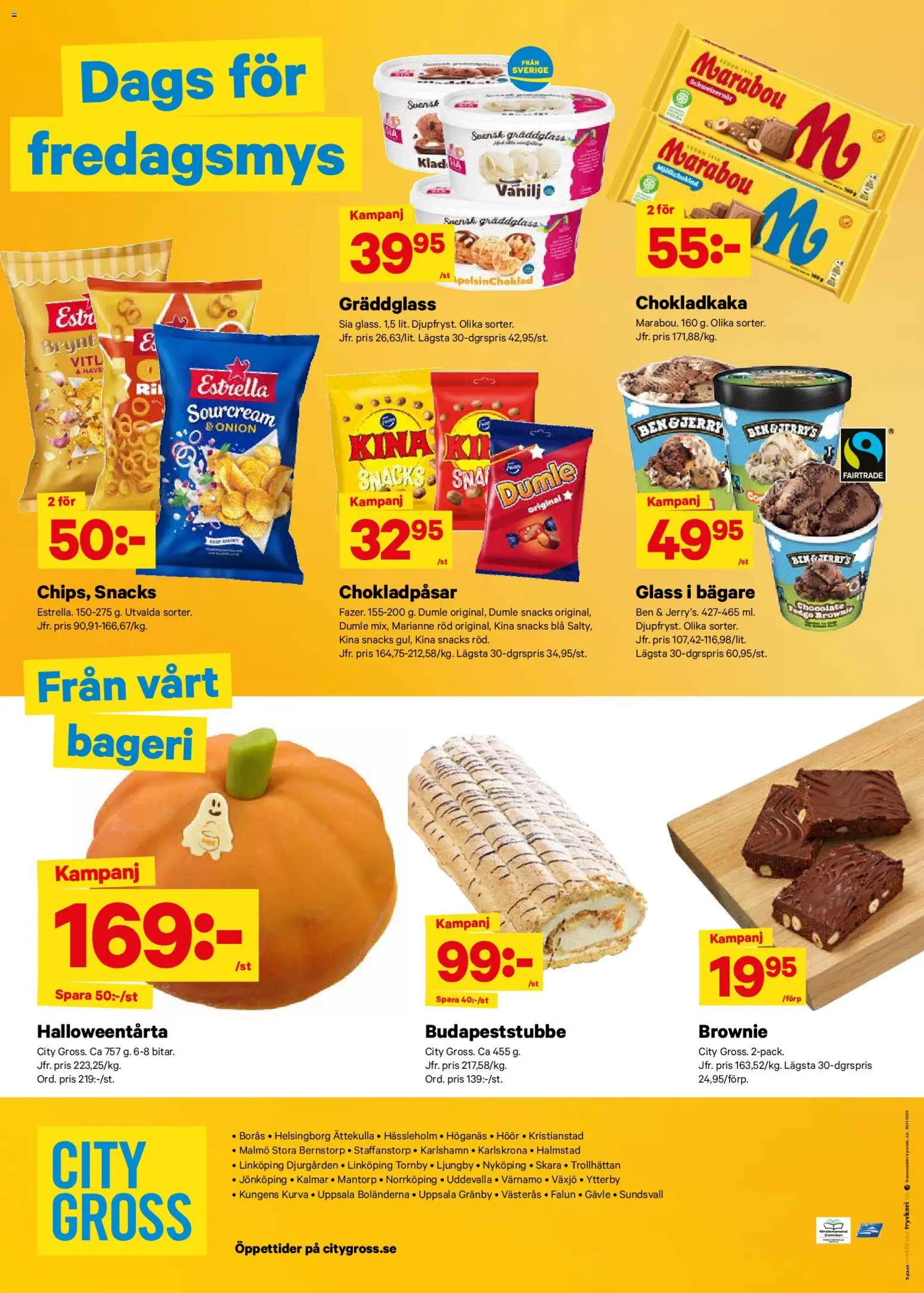 City Gross reklamblad aktuell från 27.10.2025 | Sida: 11 | Produkter: Bageri, Chokladkaka, Glass