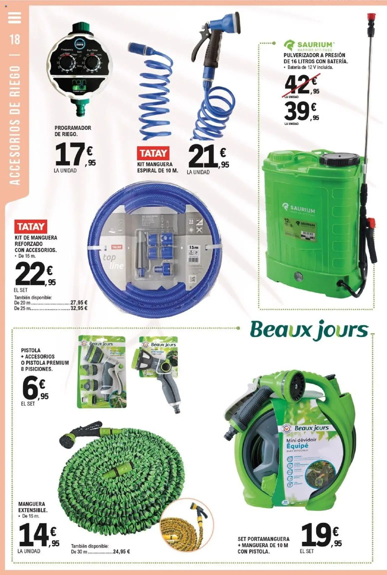 E.Leclerc Al Aire Libre │ válido desde el 27.04.2026 | Página: 18 | Productos: Manguera, Batería