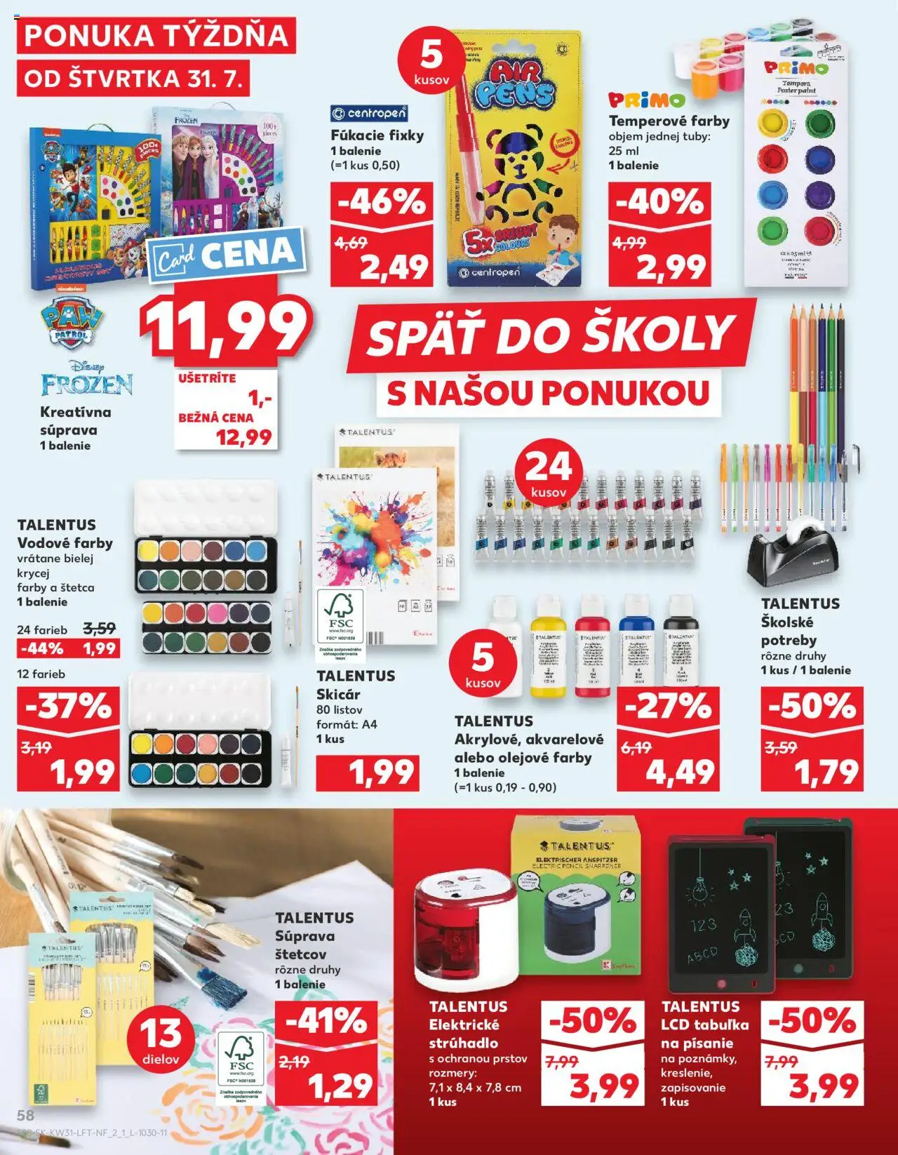 Kaufland Bratislava-Rača │ platný od 31.07.2025 | Strana: 58 | Produkty: Tablet, Strúhadlo, Fixky