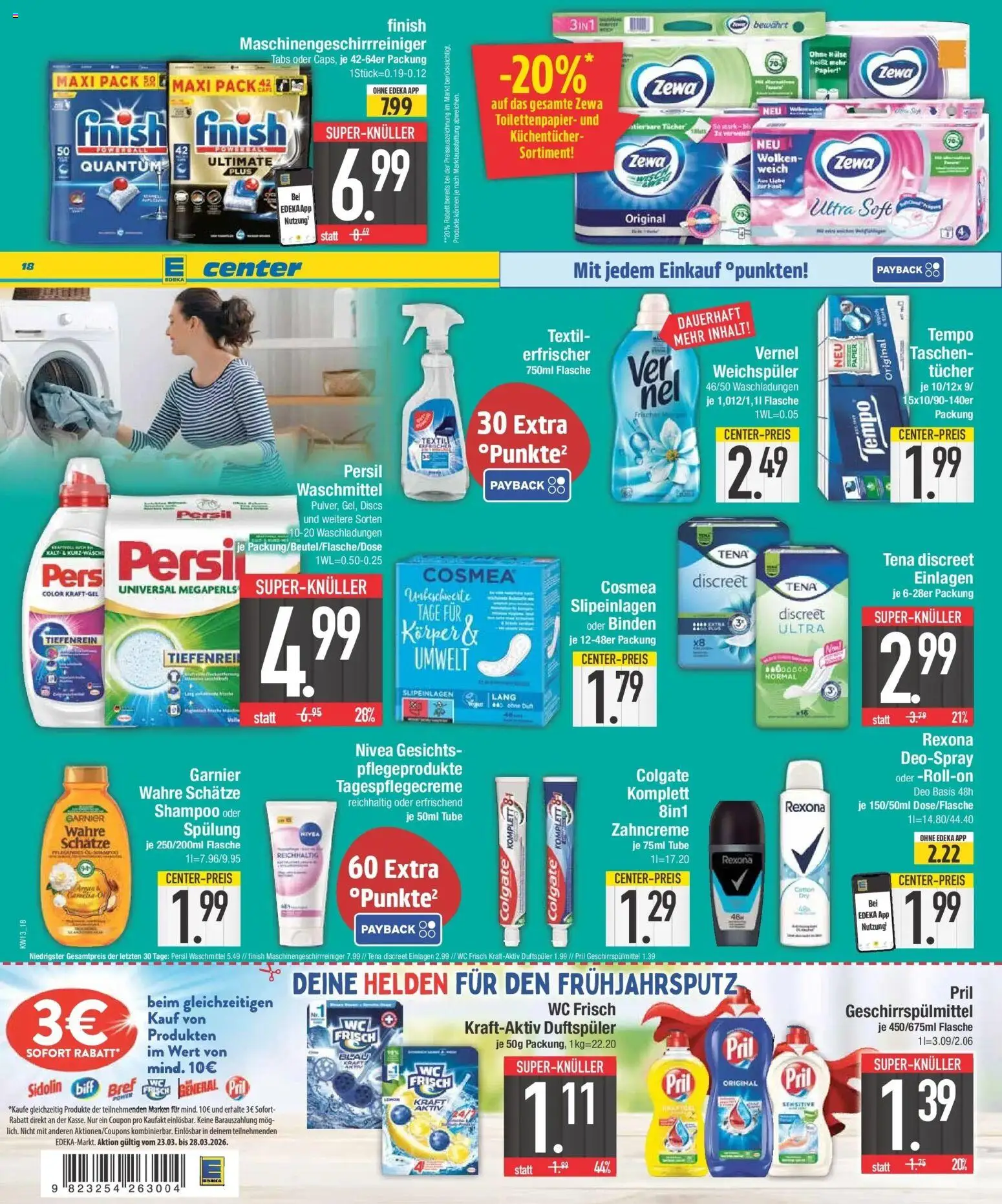 E center Prospekt München	 – gültig ab 23.03.2026 | Seite: 18 | Produkte: Weichspüler, Tempo, Deospray, Pril