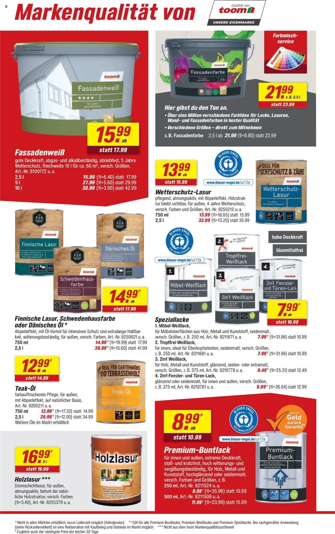 Toom Baumarkt Prospekt - gültig ab dem 11.08.2025 | Seite: 12 | Produkte: Öl, Gartenmöbel, Tür