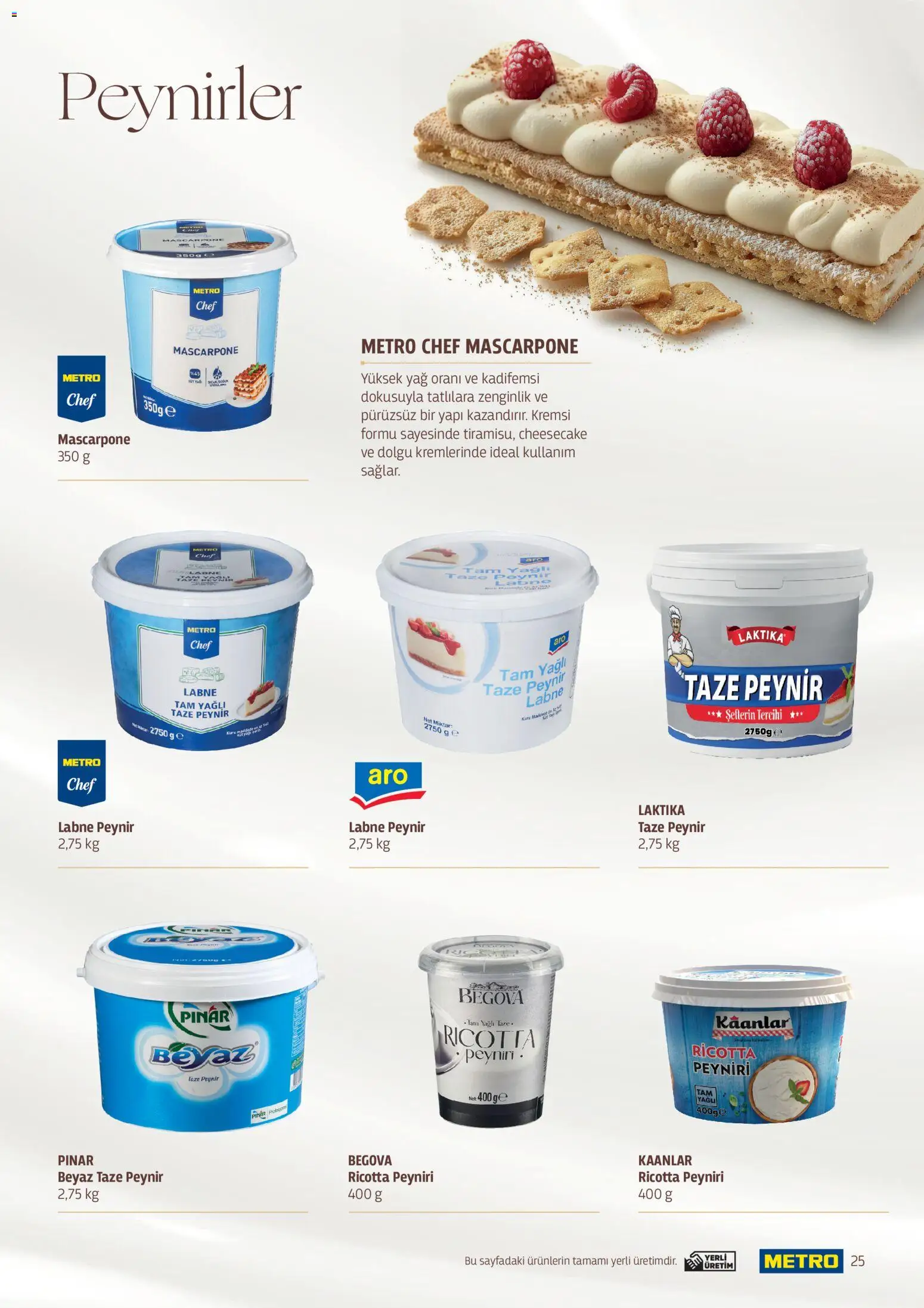 Metro - Pastacılık Kataloğu - 06.04.2026 tarihinden itibaren geçerlidir | Sayfa: 25 | Ürünler: Peynir, Yağ