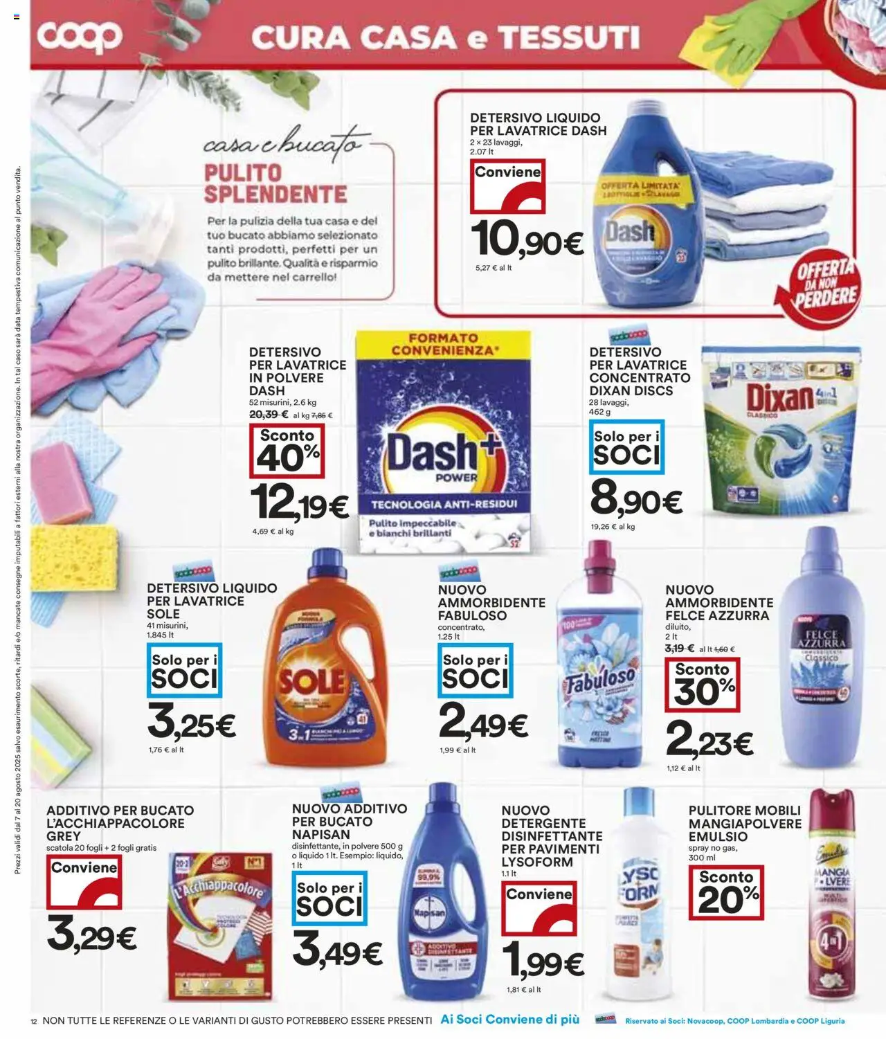 Volantino COOP del 07.08.2025 | Pagina: 12 | Prodotti: Detergente, Carrello, Data, Scatola