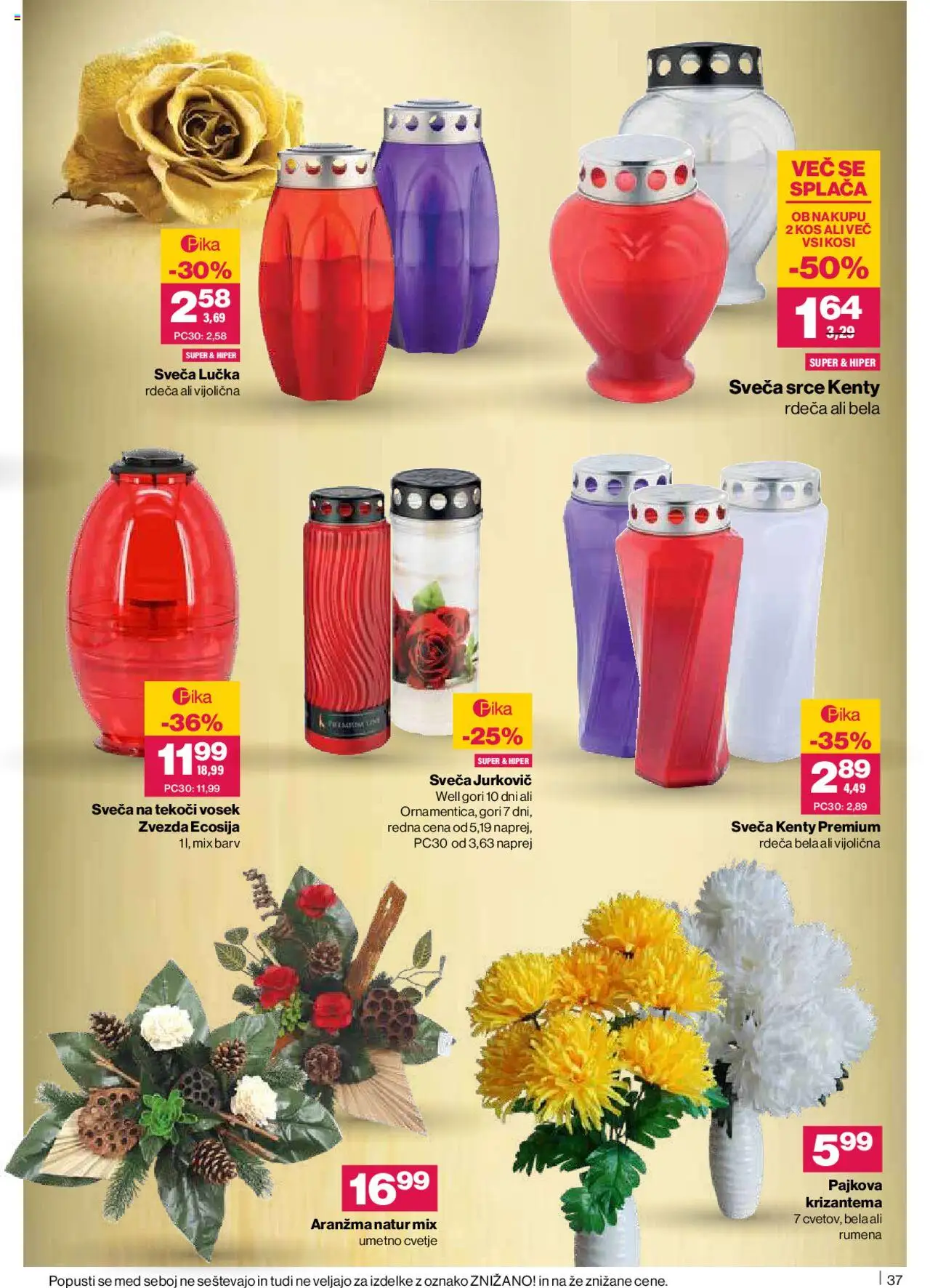 Novi Mercator katalog ponudbe – veljaven od 16.10.2025 | Stran: 39 | Izdelki: Sveča, Cvetje, Kos