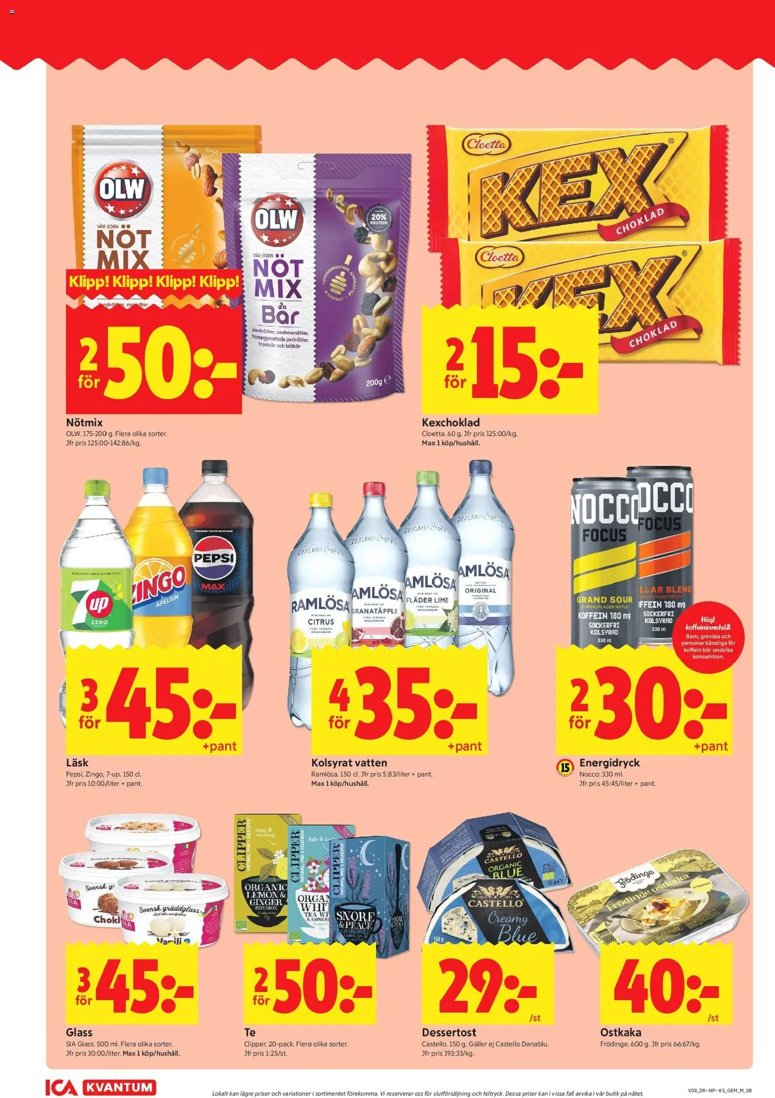 ICA Kvantum reklamblad aktuell från 16.02.2026 | Sida: 8 | Produkter: Galler, Pepsi, Glass, Blåbär