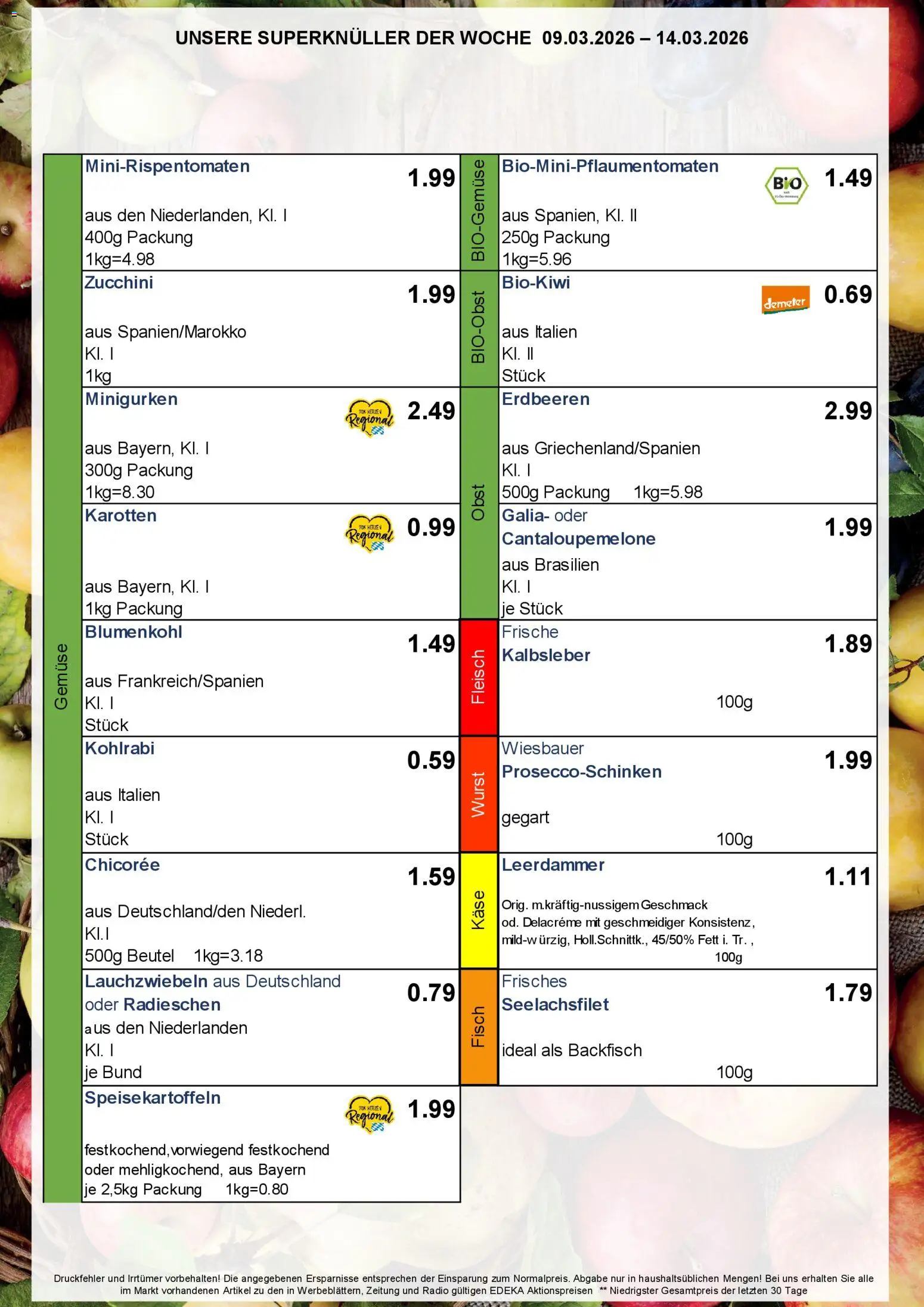 Simmel Bayern – gültig ab 09.03.2026 | Seite: 7 | Produkte: Käse, Kalbsleber, Fisch, Zucchini