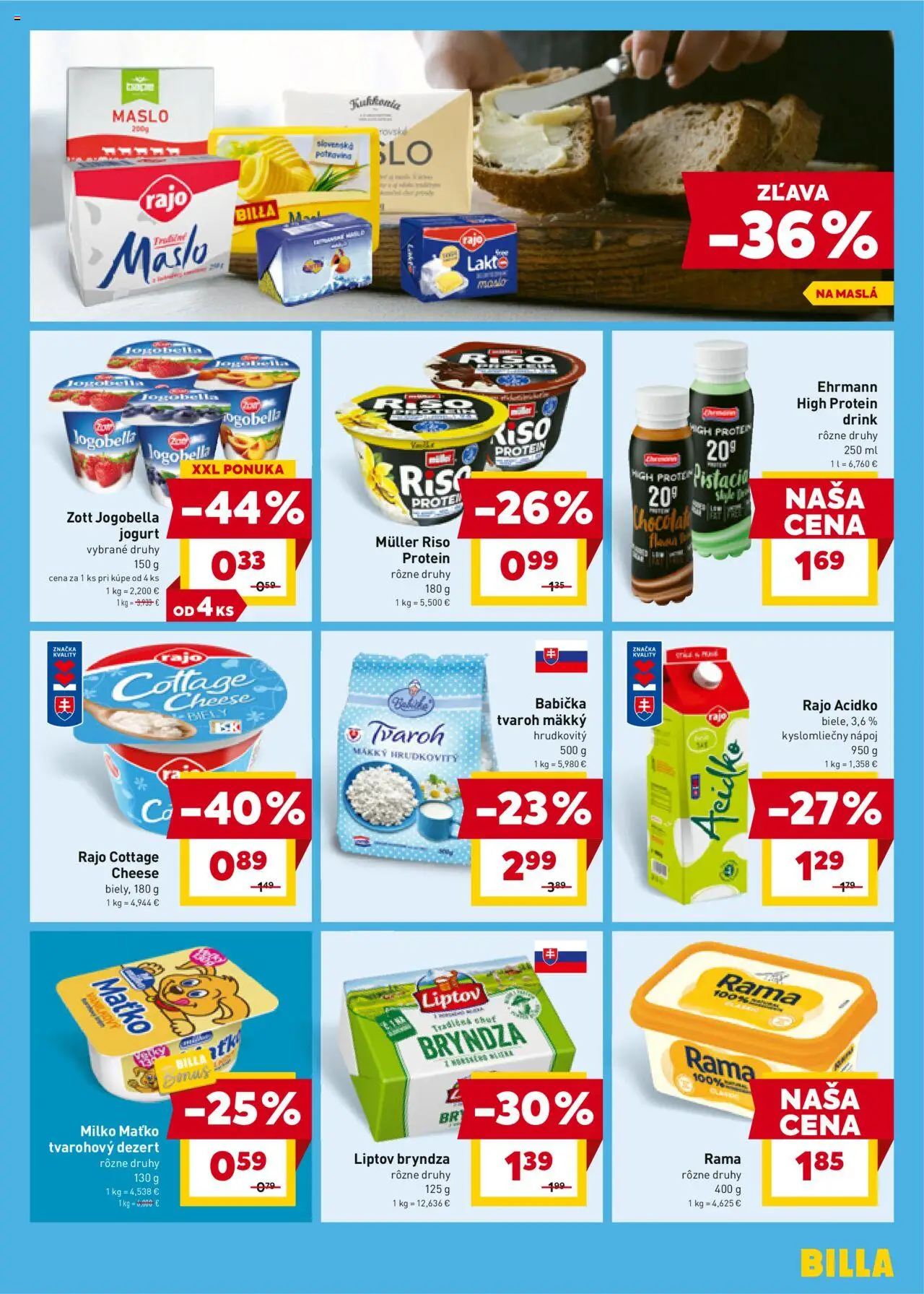 Nové Billa akcie – leták je platný od 17.09.2025 | Strana: 11 | Produkty: Maslo, Jogurt, Rama, Acidko
